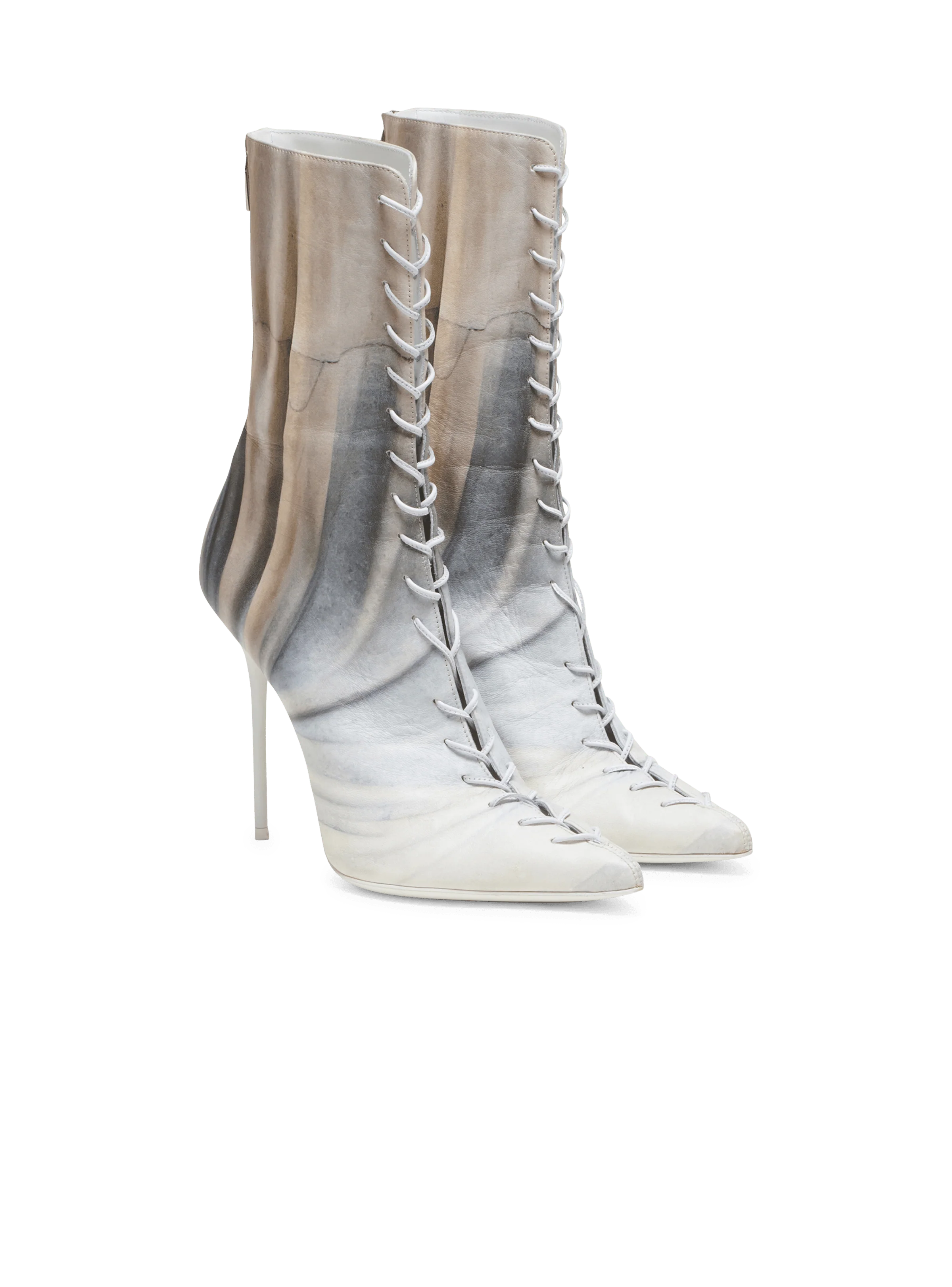 BALMAIN WOMEN'S ANKLE BOOT URIA-CALFSKIN SCULPTURE PRINT NWT - Image 2
