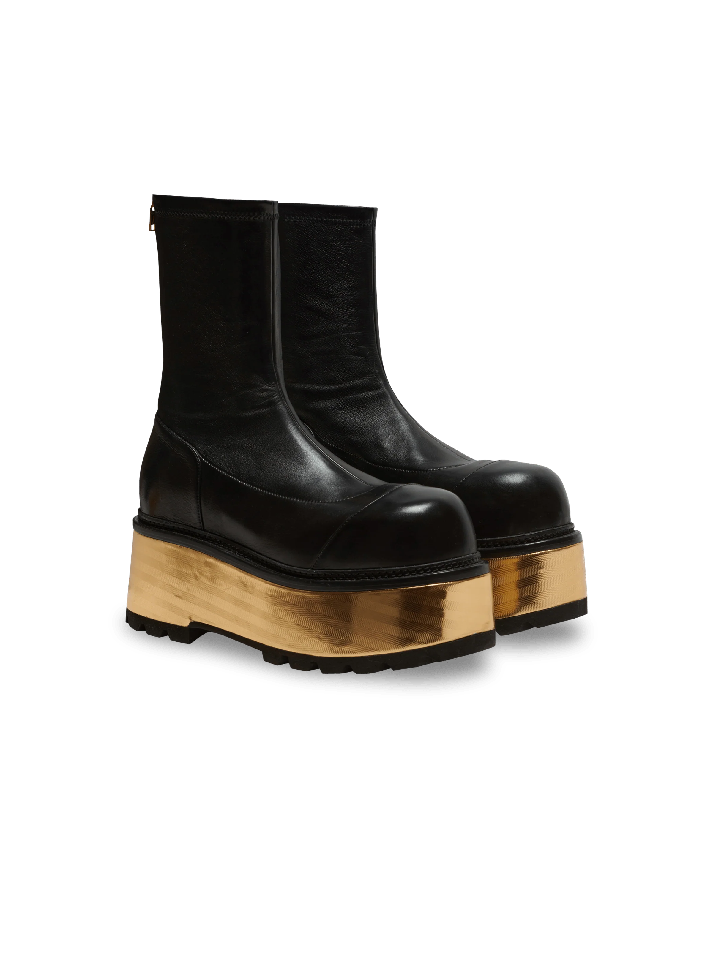 BALMAIN WOMEN'S ANKLE BOOT VIC-LAMBSKIN&LAMINATED HEEL NWT - Image 3