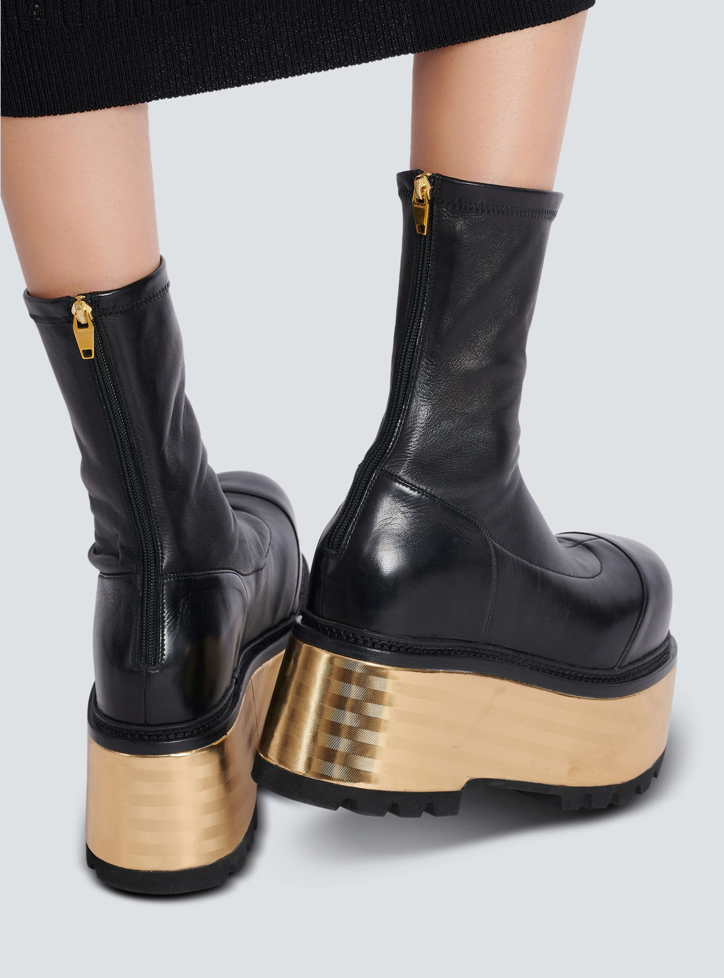 BALMAIN WOMEN'S ANKLE BOOT VIC-LAMBSKIN&LAMINATED HEEL NWT - Image 7