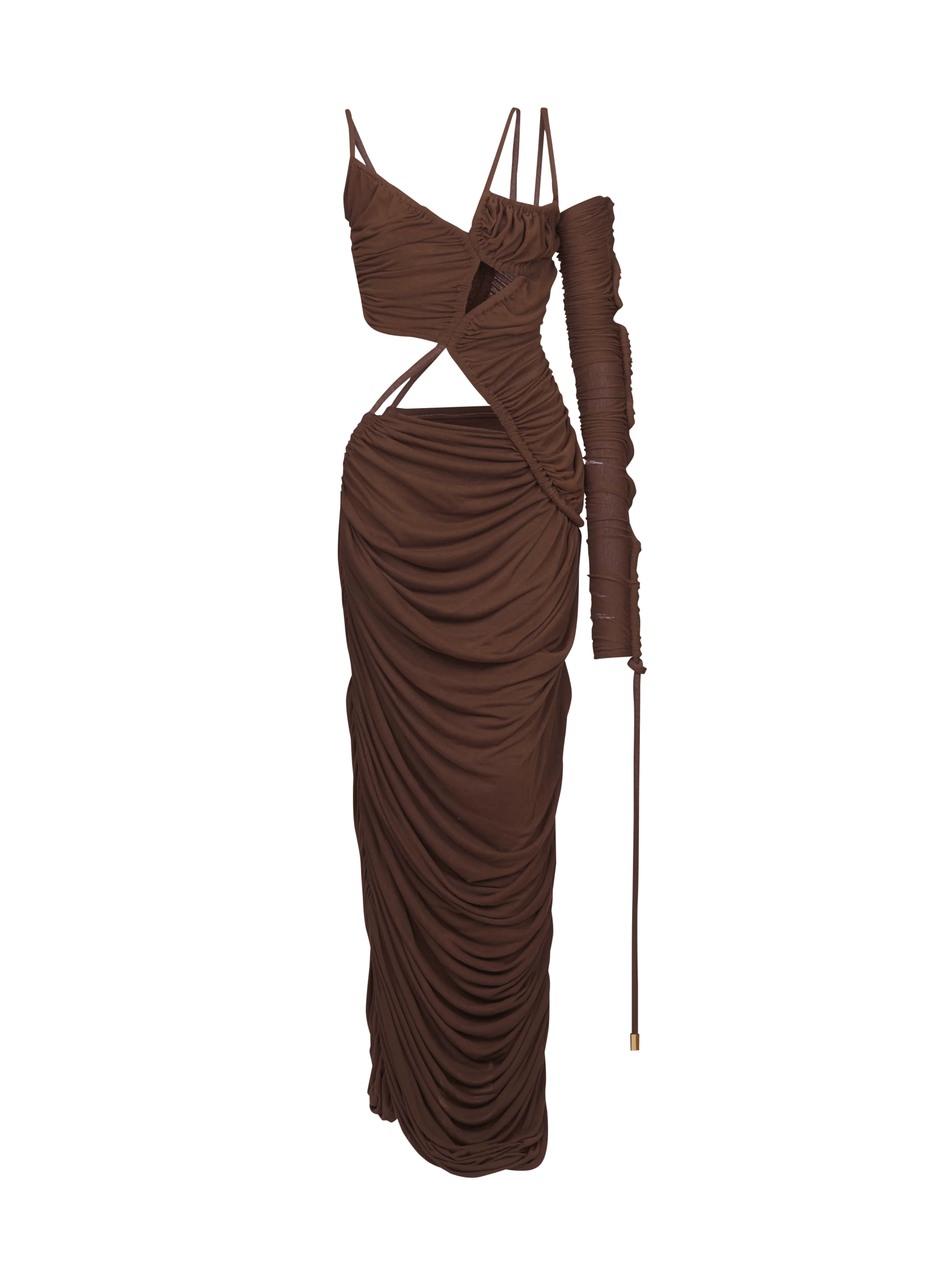 BALMAIN WOMEN'S ASYMMETRIC JERSEY LONG DRESS NWT