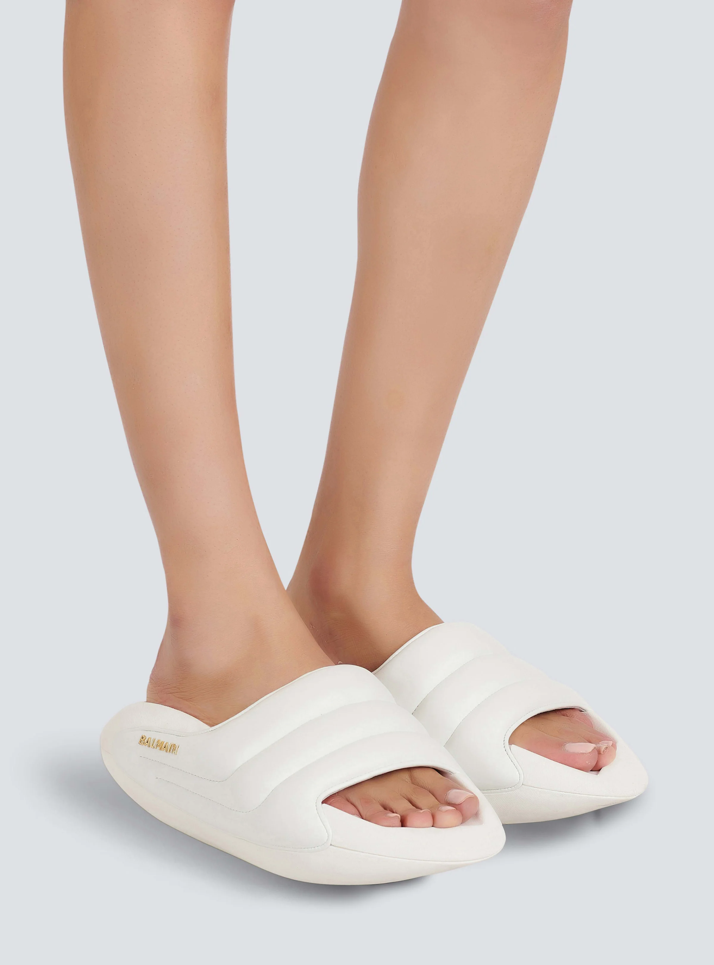 BALMAIN WOMEN'S WHITE QUILTED LAMBSKIN SLIP-ON SNEAKER - Image 5