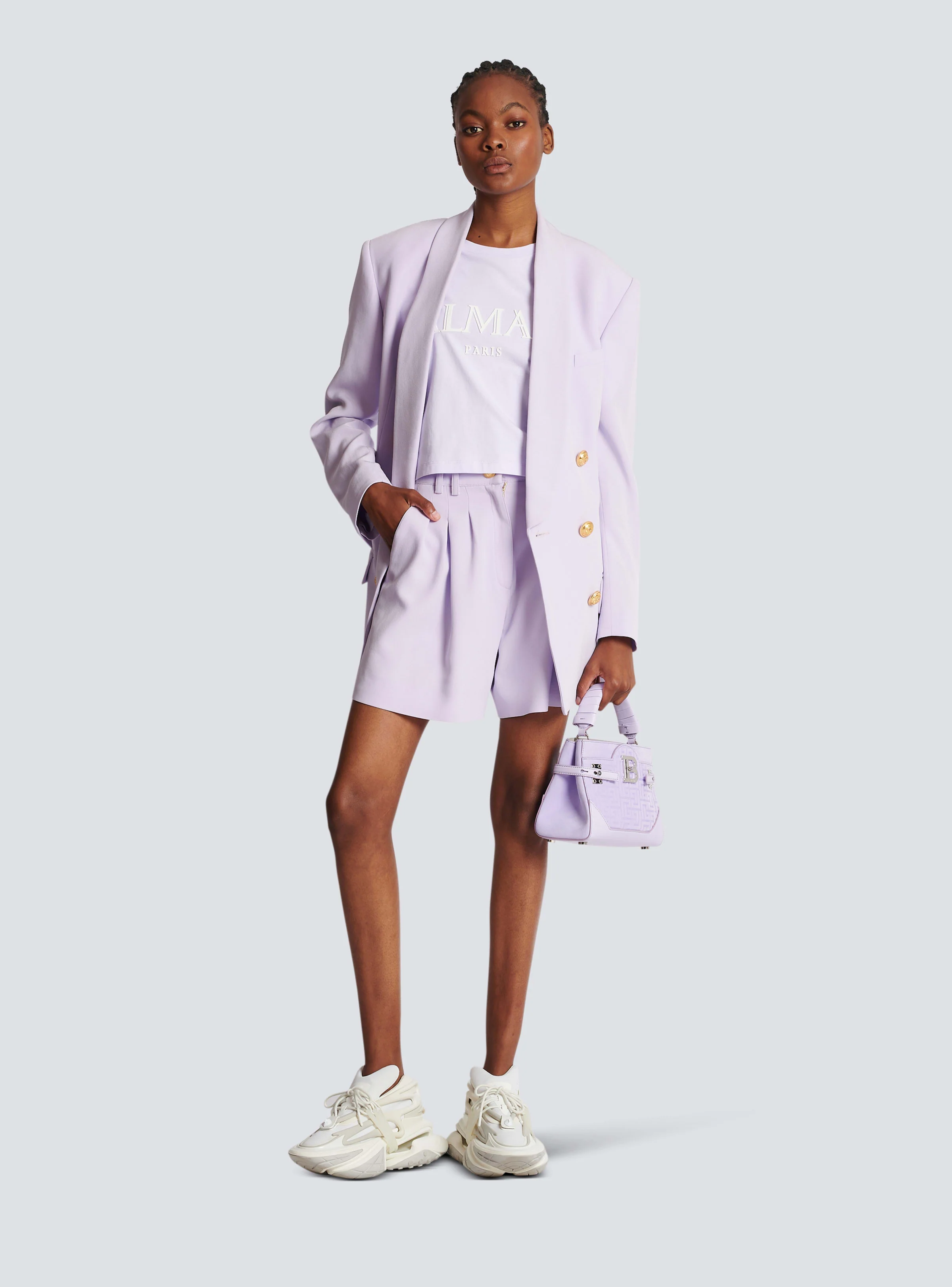 BALMAIN WOMEN'S BELTED CREPE SHORTS NWT - Image 2
