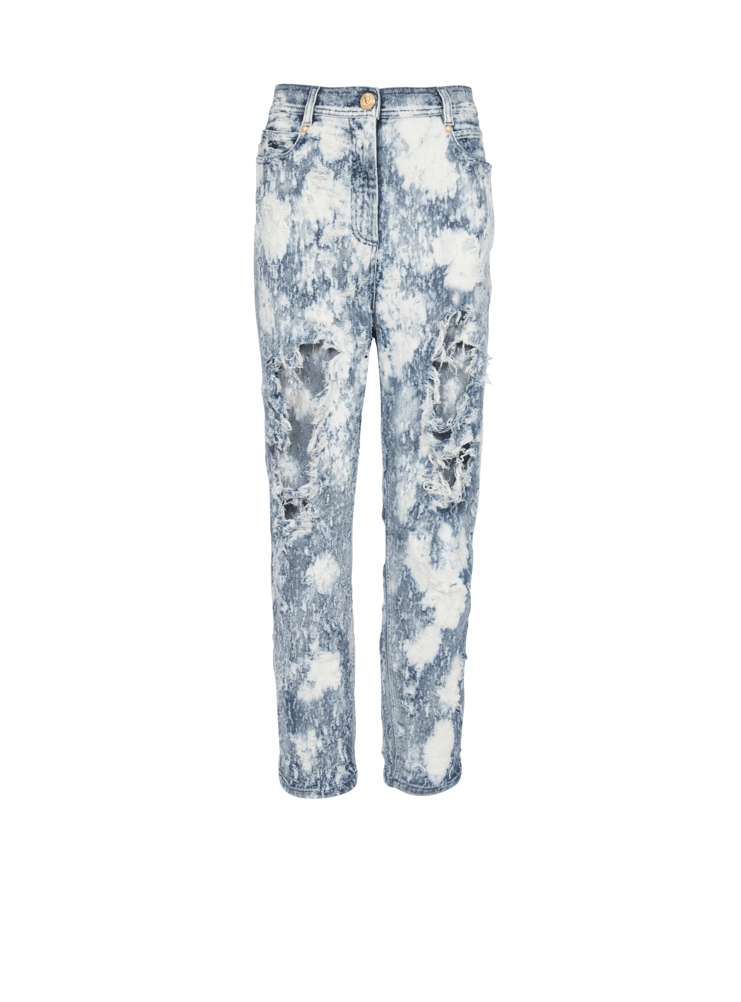 BALMAIN WOMEN'S BLEACHED & DESTROY BOYFRIEND JEANS NWT