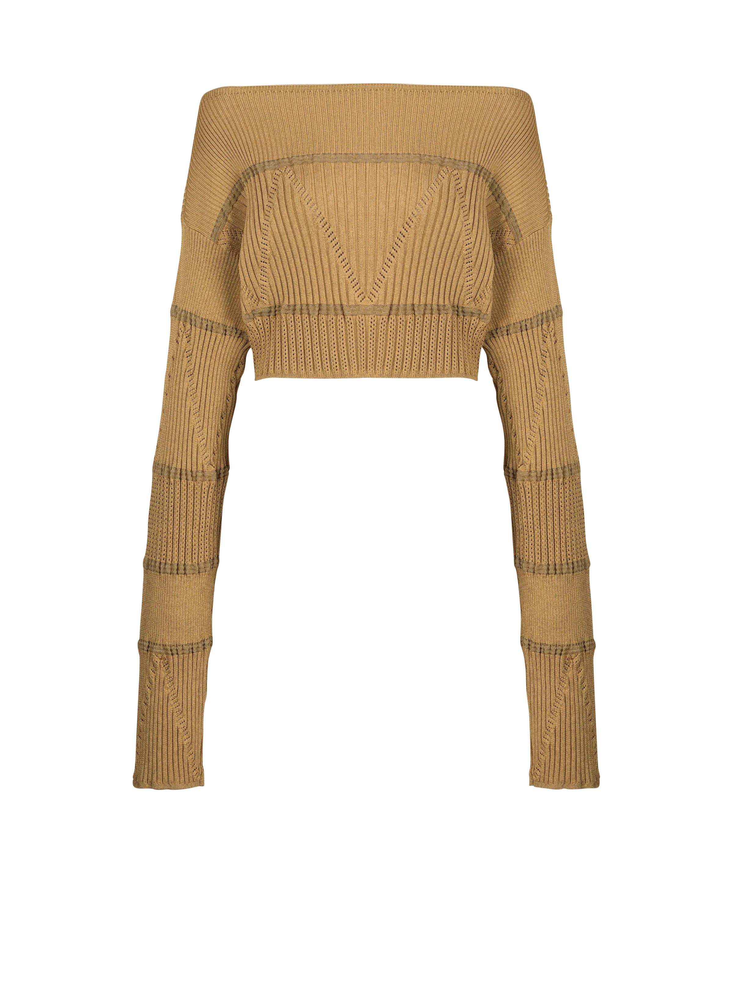 BALMAIN WOMEN'S BOAT NECK KNITTED CROPPPED SWEATER NWT