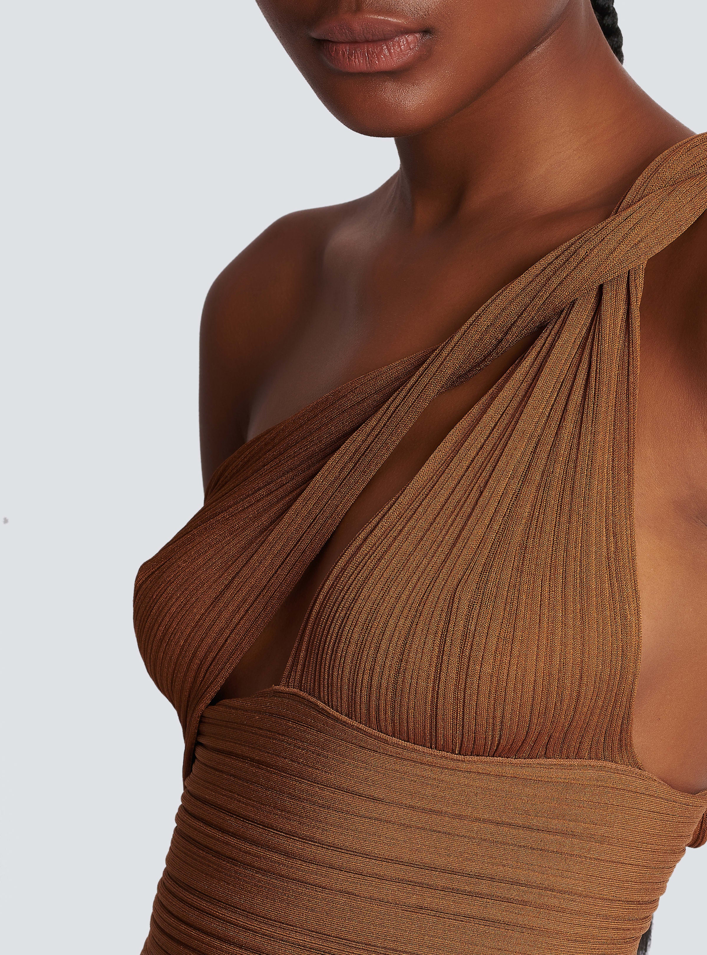 BALMAIN WOMEN'S BRAIDED ASYMMETRIC PLEATED KNIT CROP TOP NWT - Image 6