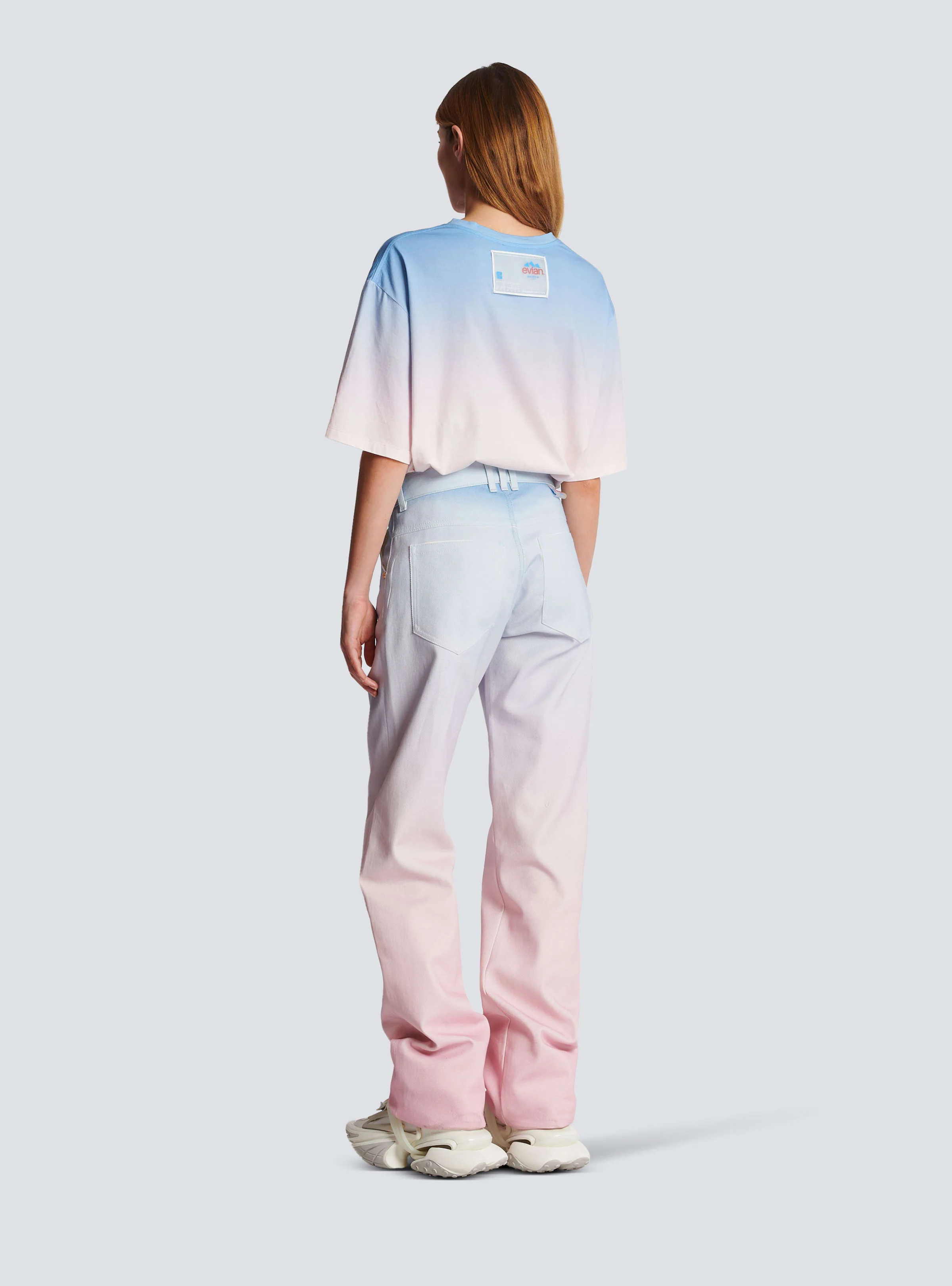 BALMAIN WOMEN'S BLUE TO PINK GRADIENT LOOSE JEANS - Image 4