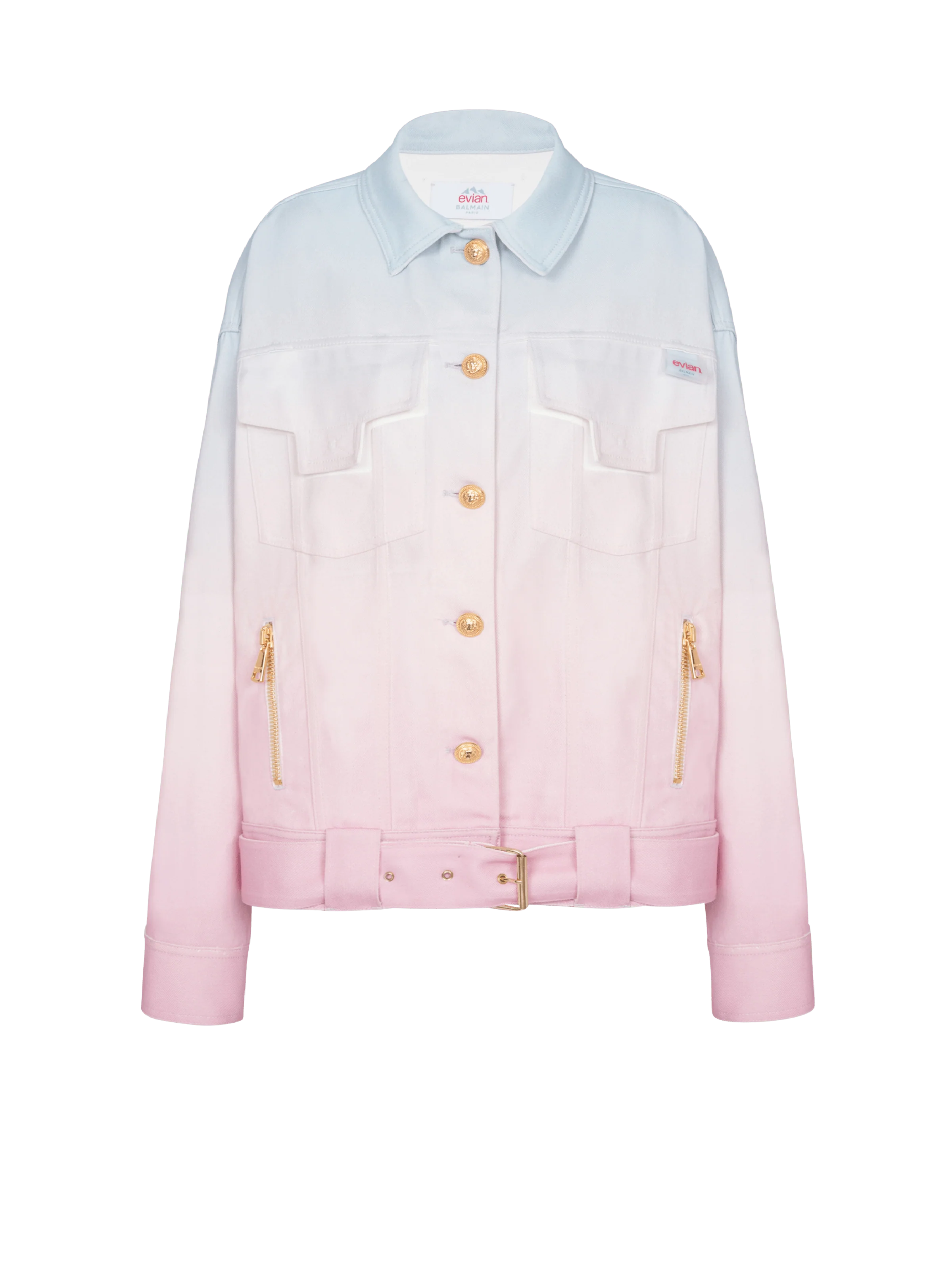 BALMAIN WOMEN'S EVIAN GRADIENT DENIM OVERSIZE JACKET NWT