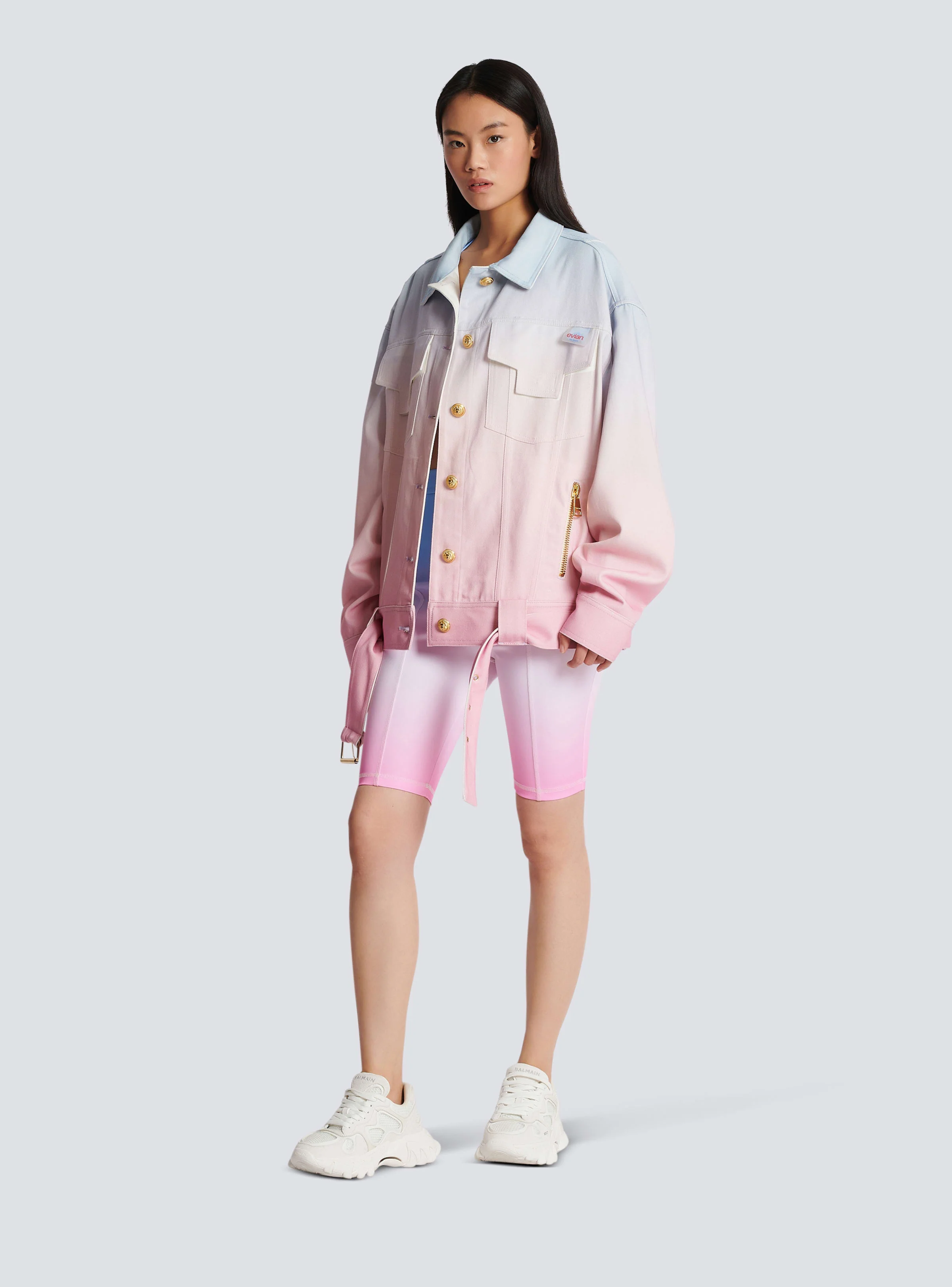 BALMAIN WOMEN'S EVIAN GRADIENT DENIM OVERSIZE JACKET NWT - Image 2