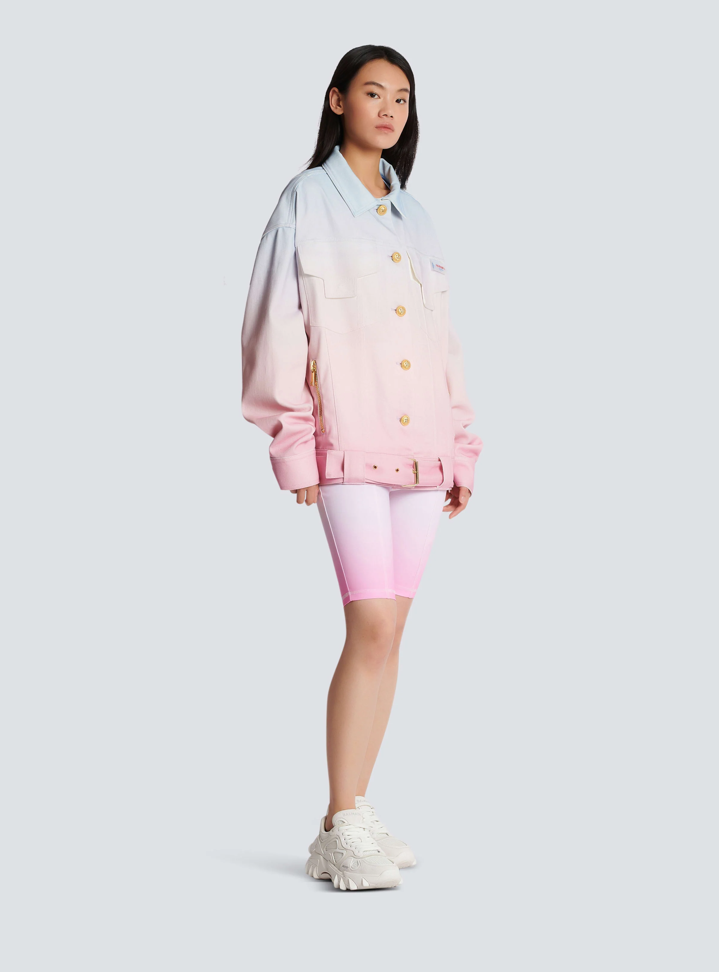 BALMAIN WOMEN'S EVIAN GRADIENT DENIM OVERSIZE JACKET NWT - Image 3