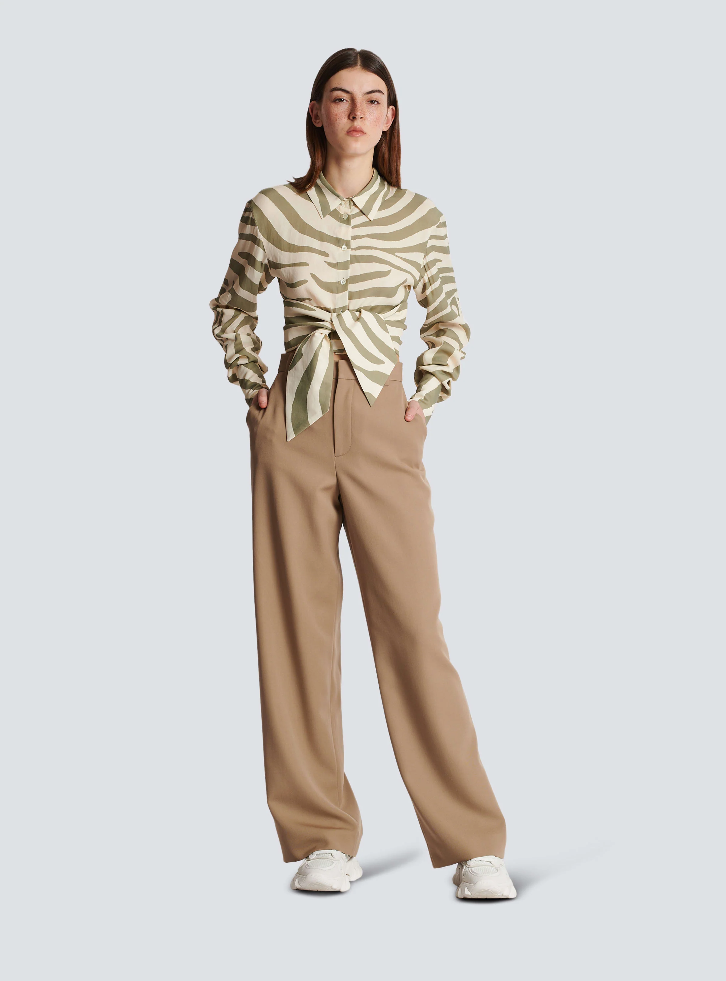 BALMAIN WOMEN'S GRAIN DE POUDRE WIDE LEG PANTS NWT - Image 2