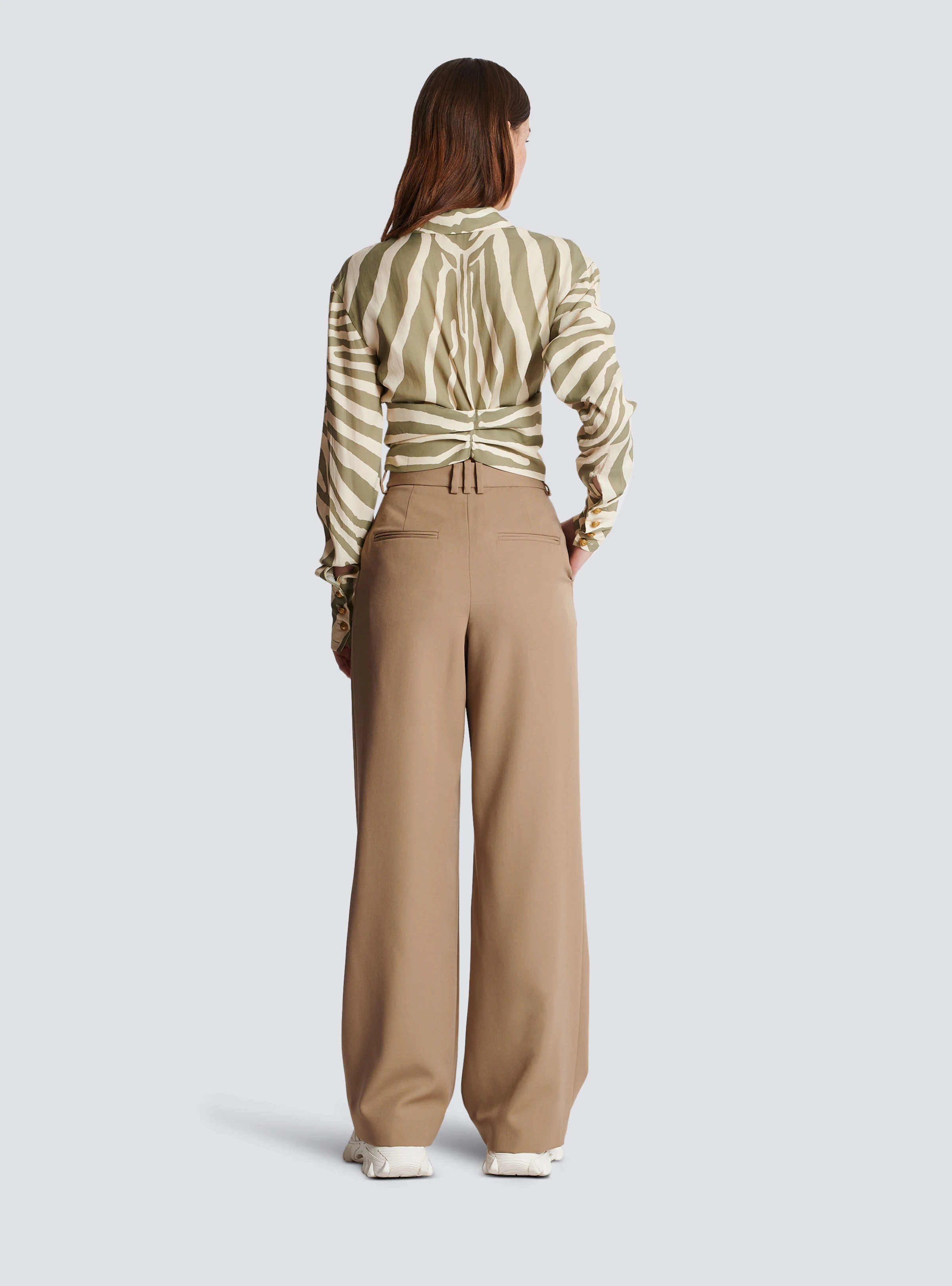 BALMAIN WOMEN'S GRAIN DE POUDRE WIDE LEG PANTS NWT - Image 4