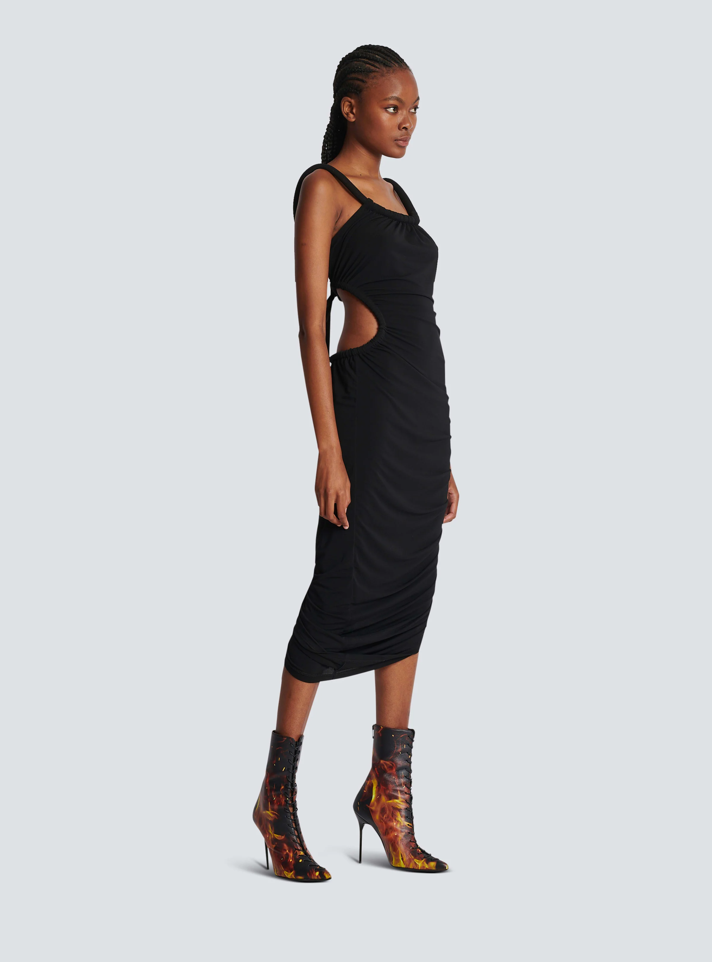 BALMAIN WOMEN'S HALTER DRAPED JERSEY SHORT DRESS NWT - Image 3
