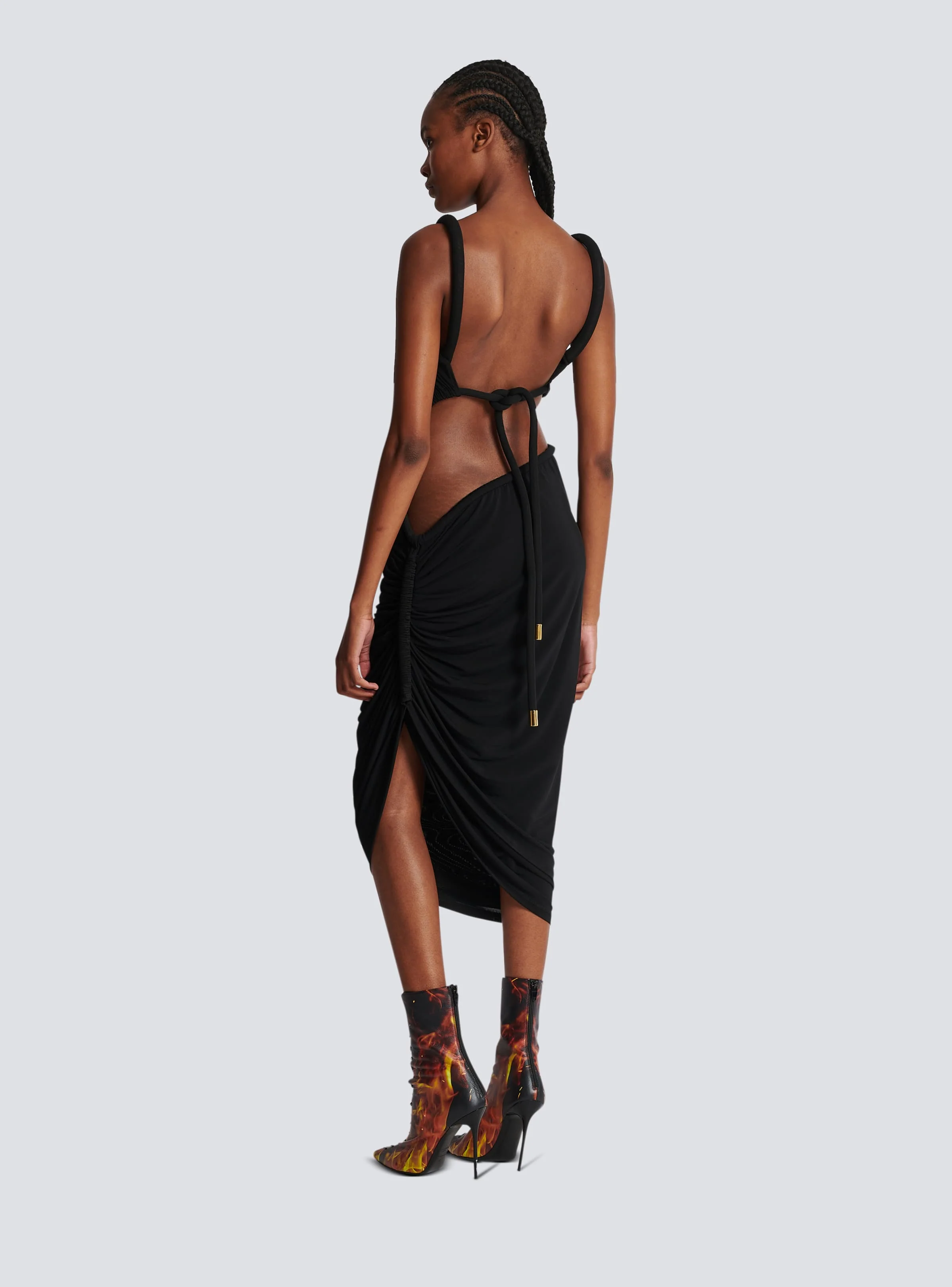 BALMAIN WOMEN'S HALTER DRAPED JERSEY SHORT DRESS NWT - Image 4