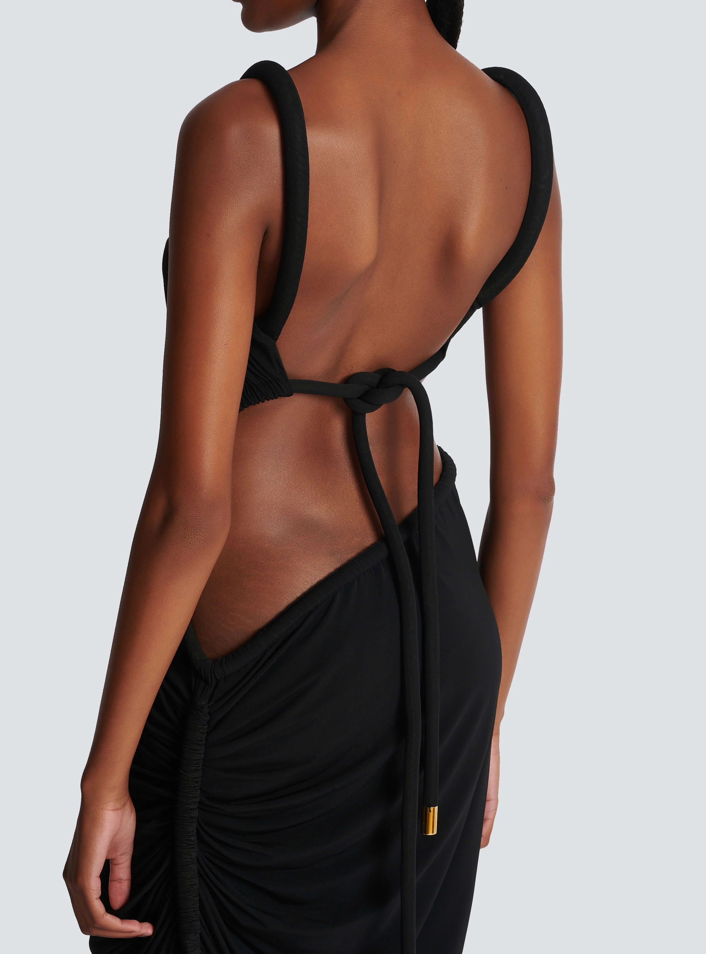 BALMAIN WOMEN'S HALTER DRAPED JERSEY SHORT DRESS NWT - Image 5