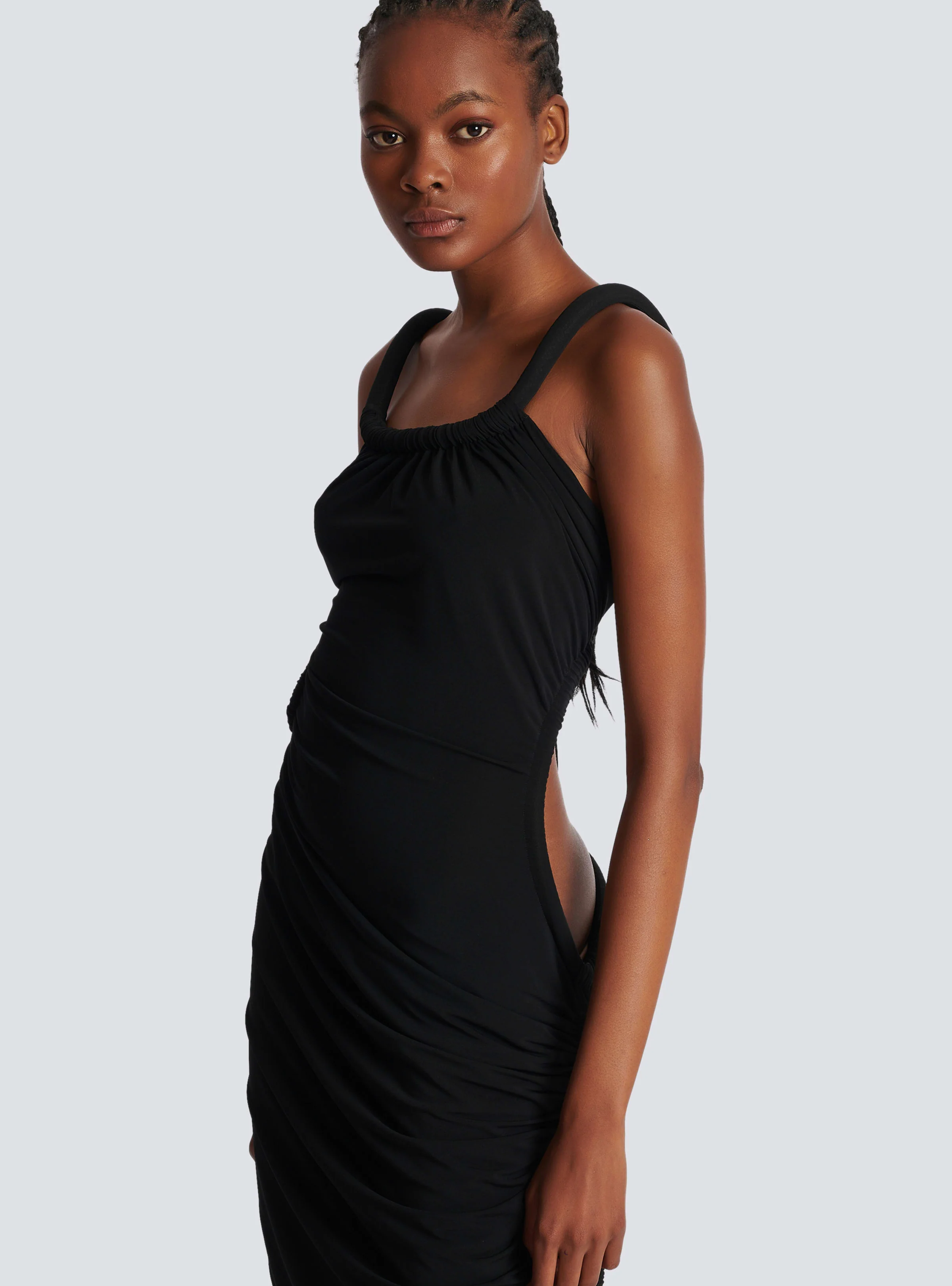 BALMAIN WOMEN'S HALTER DRAPED JERSEY SHORT DRESS NWT - Image 7