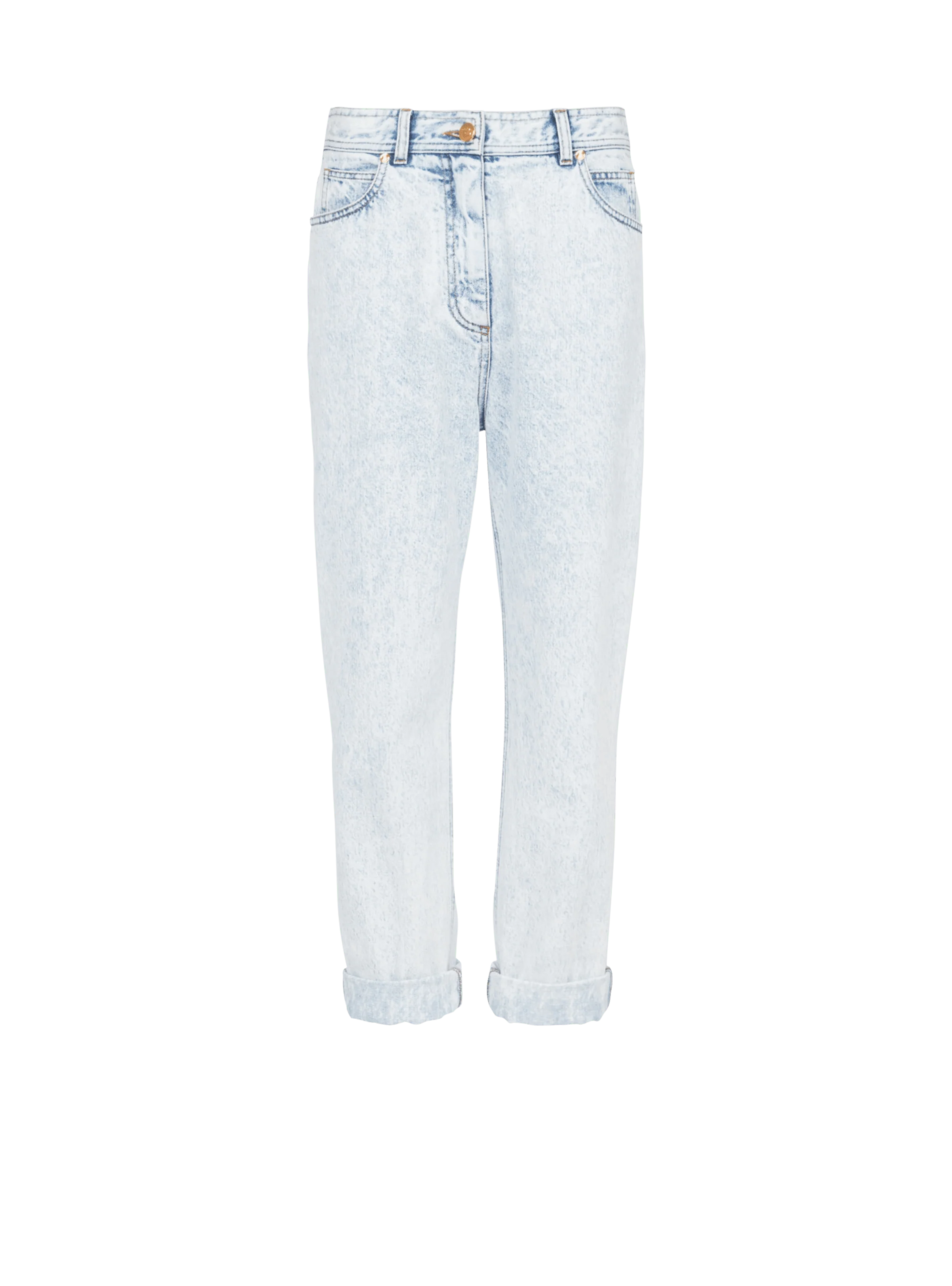 BALMAIN WOMEN'S HIGH WAIST BLUE DENIM BOYFRIEND JEANS NWT