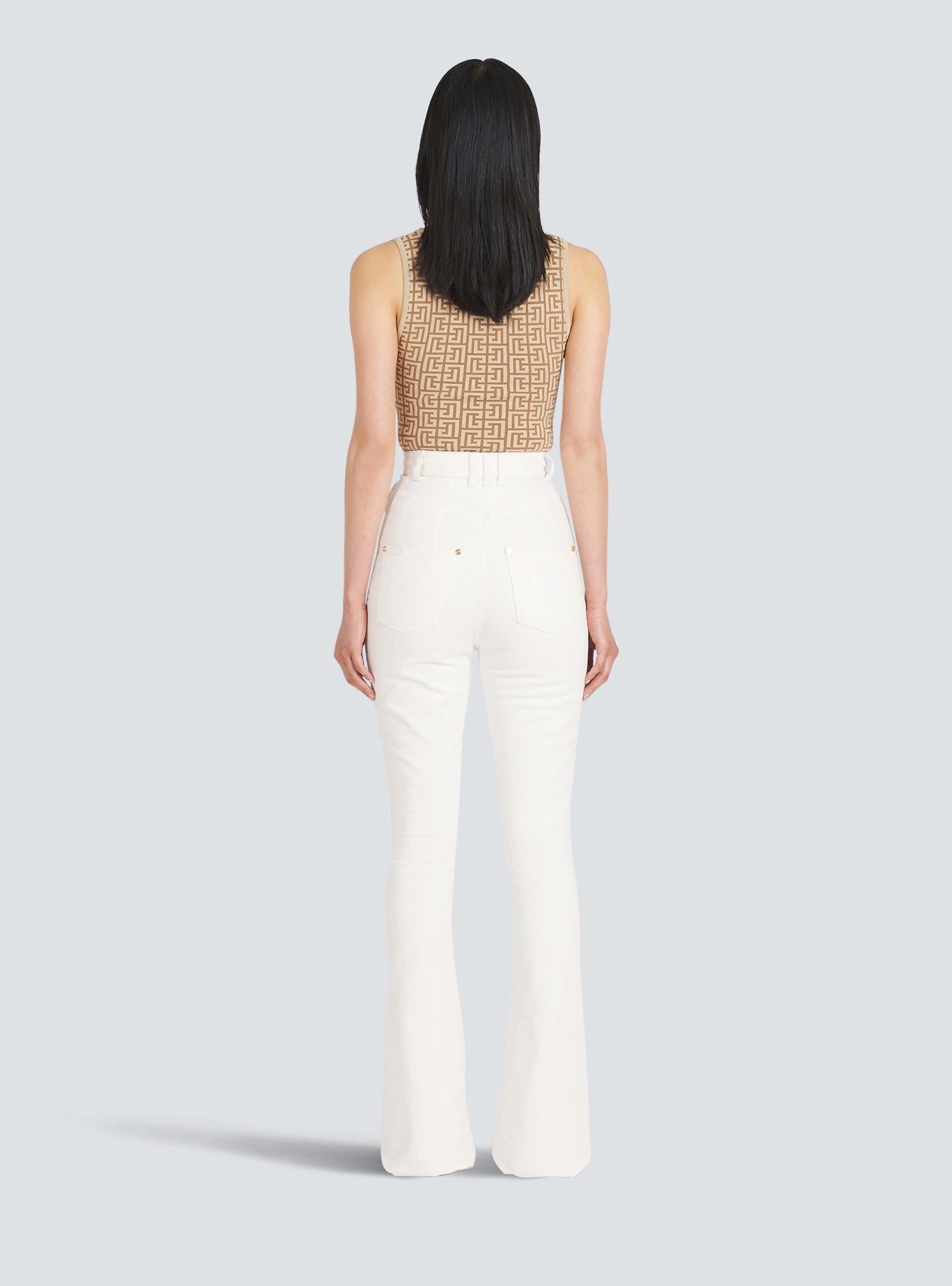 BALMAIN WOMEN'S WHITE HIGH WAIST BOOTCUT JEANS - Image 4