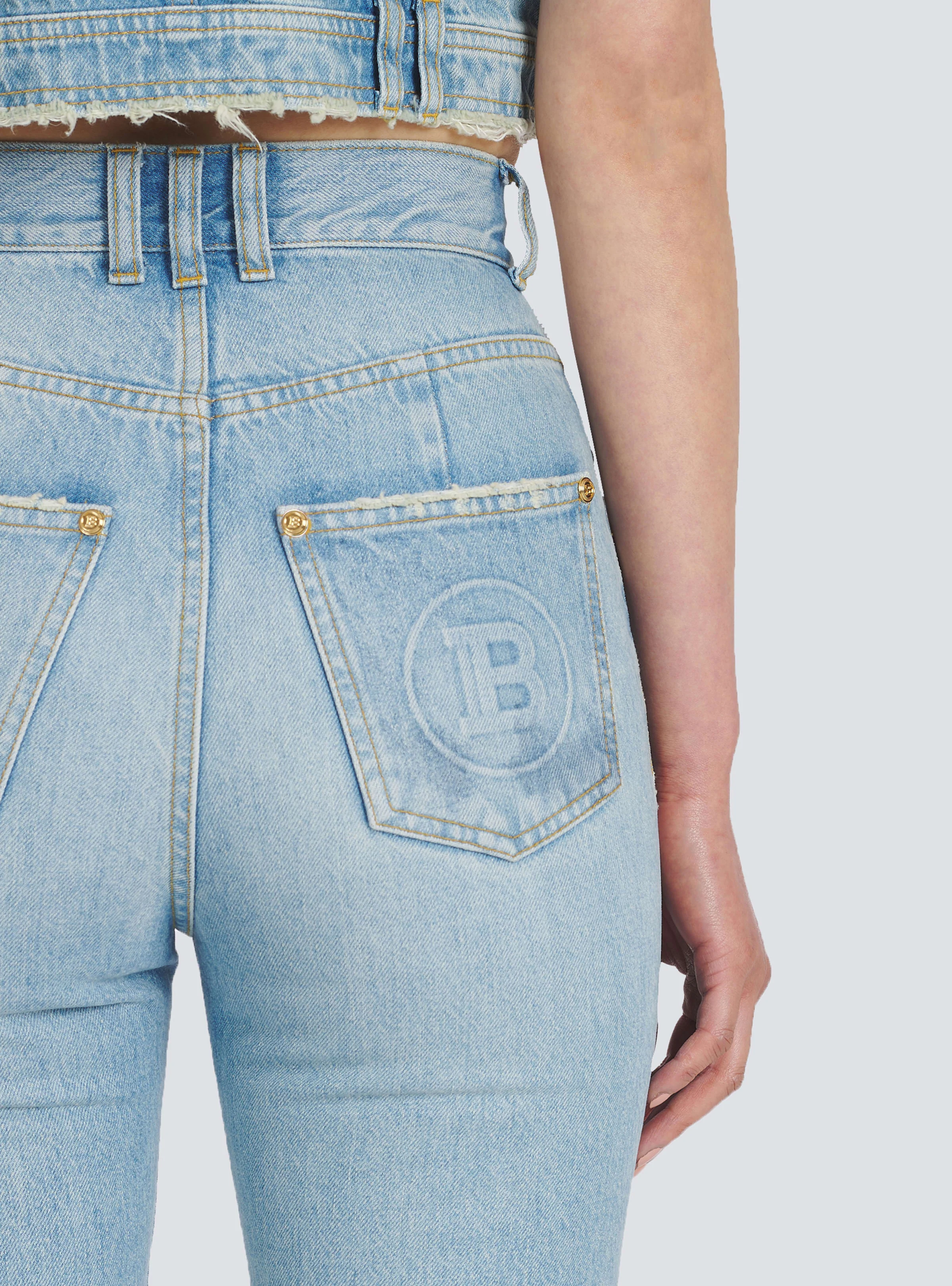 BALMAIN WOMEN'S HIGH WAIST BOOTCUT JEANS W/ MONOGRAM NWT - Image 5