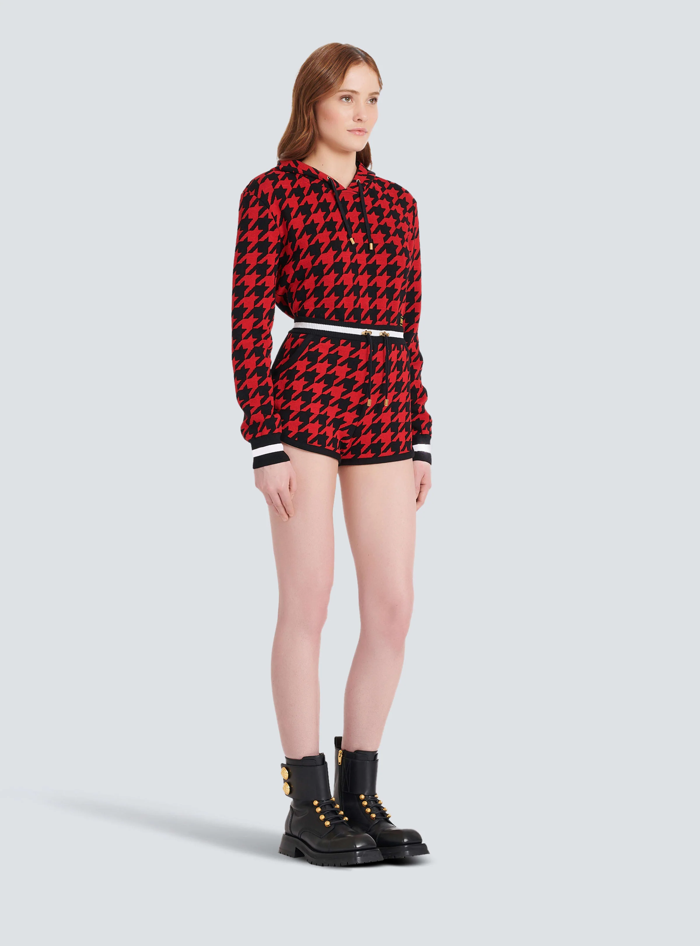 BALMAIN WOMEN'S HOUNDSTOOTH JACQUARD KNIT SHORTS NWT - Image 3