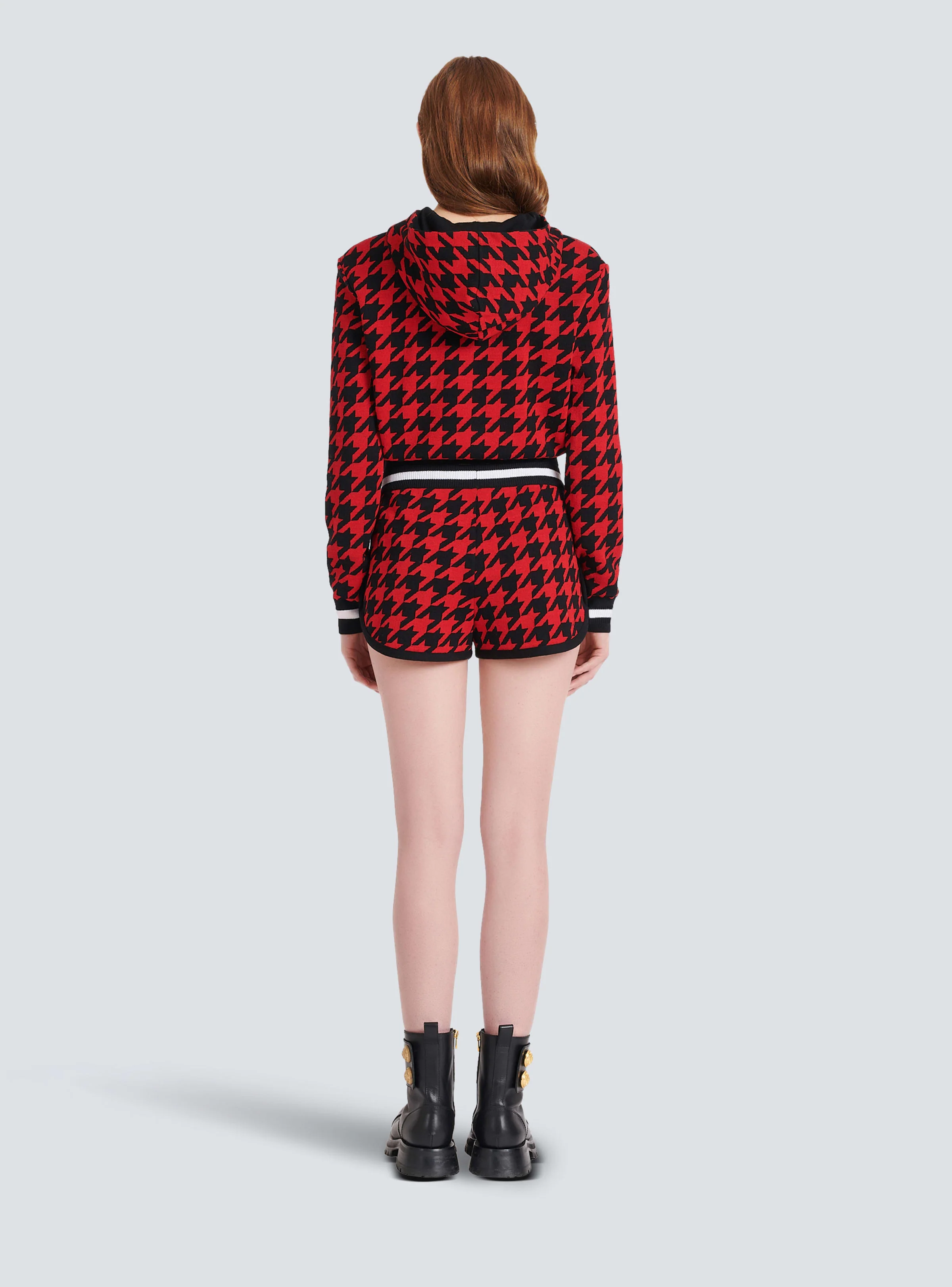 BALMAIN WOMEN'S HOUNDSTOOTH JACQUARD KNIT SHORTS NWT - Image 4