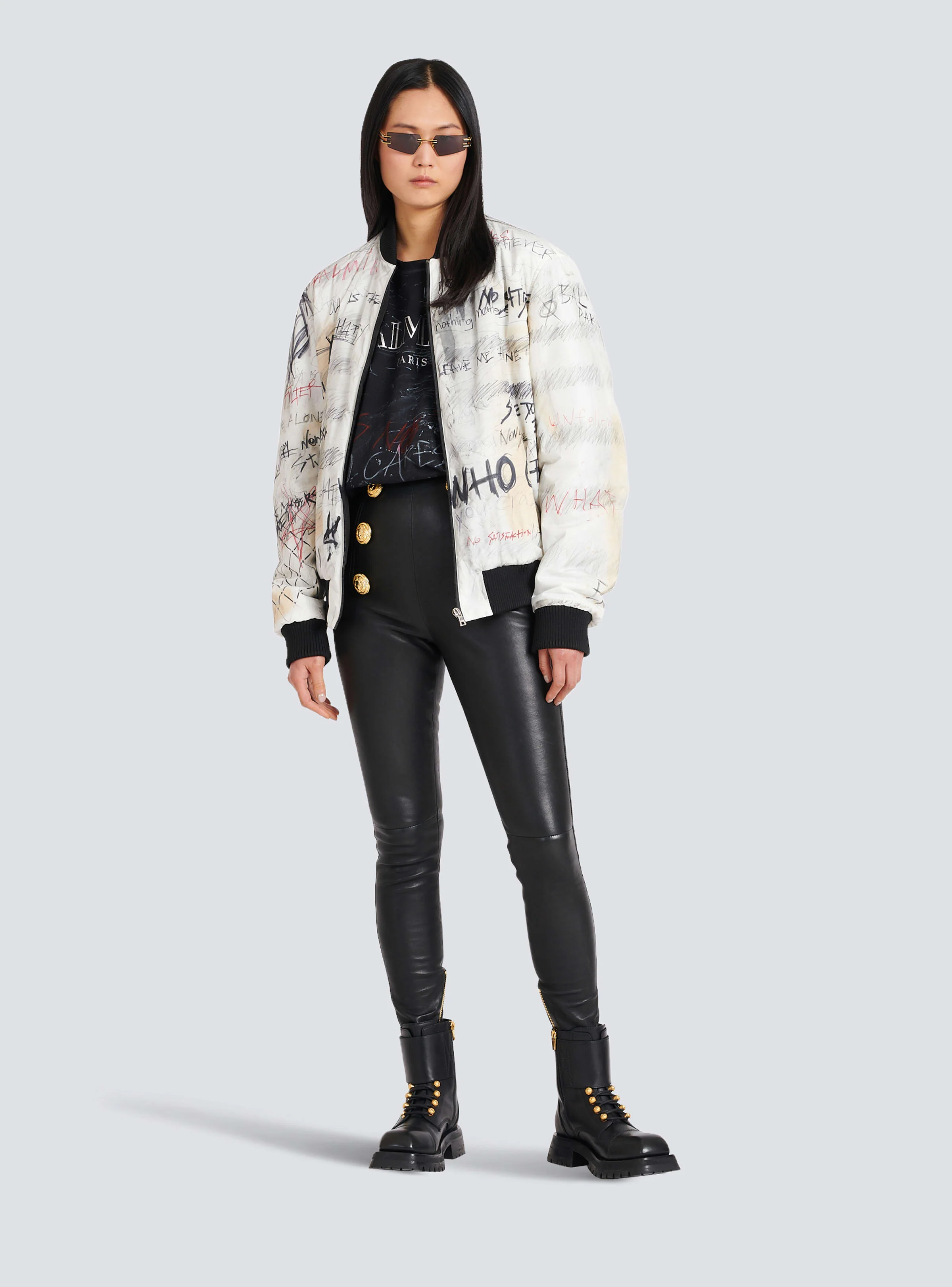BALMAIN WOMEN'S HW 6 BTN LEATHER SKINNY PANTS NWT - Image 2