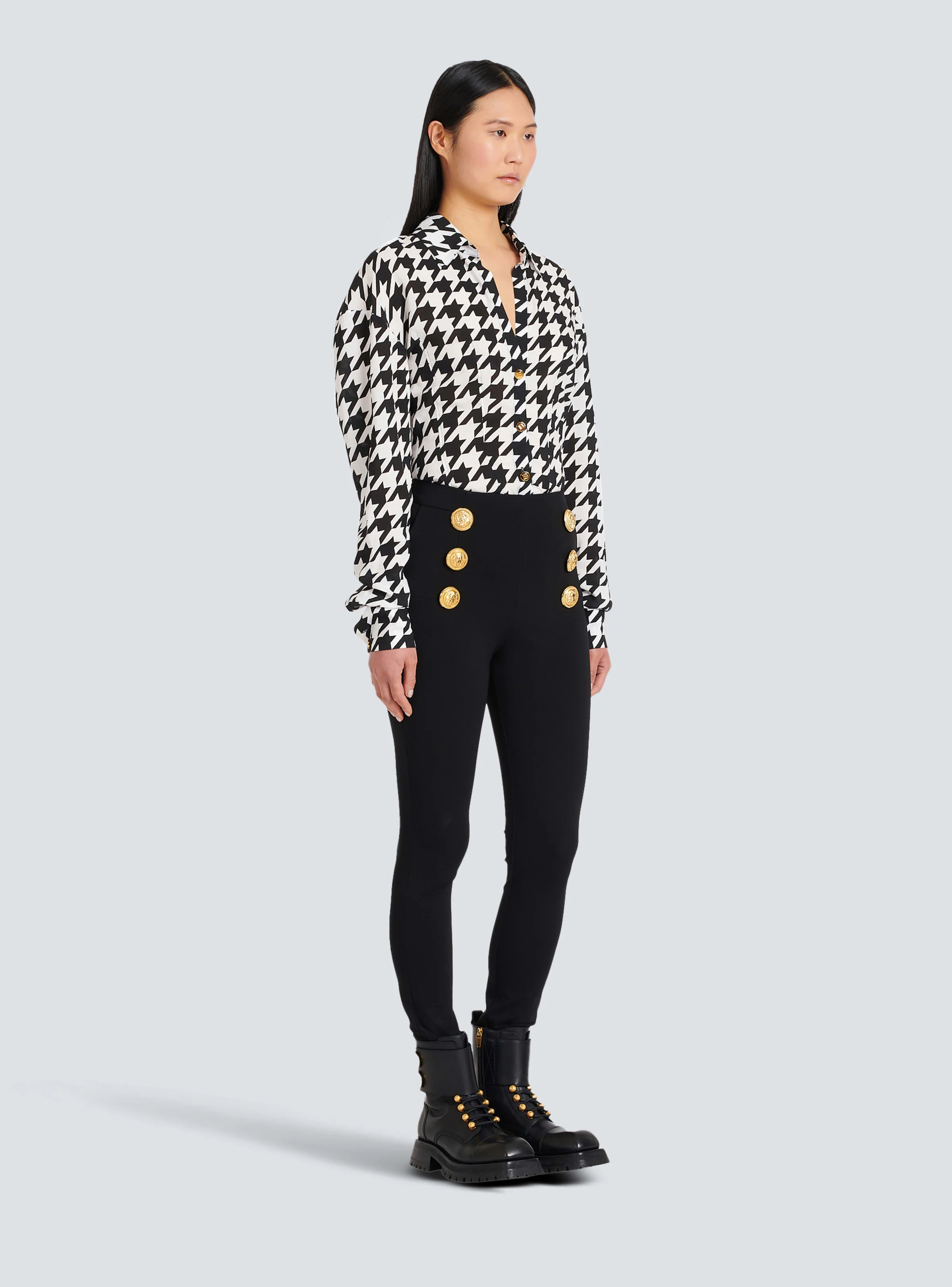BALMAIN WOMEN'S HW 6BTN JERSEY STRETCH SKINNY PANTS NWT - Image 3