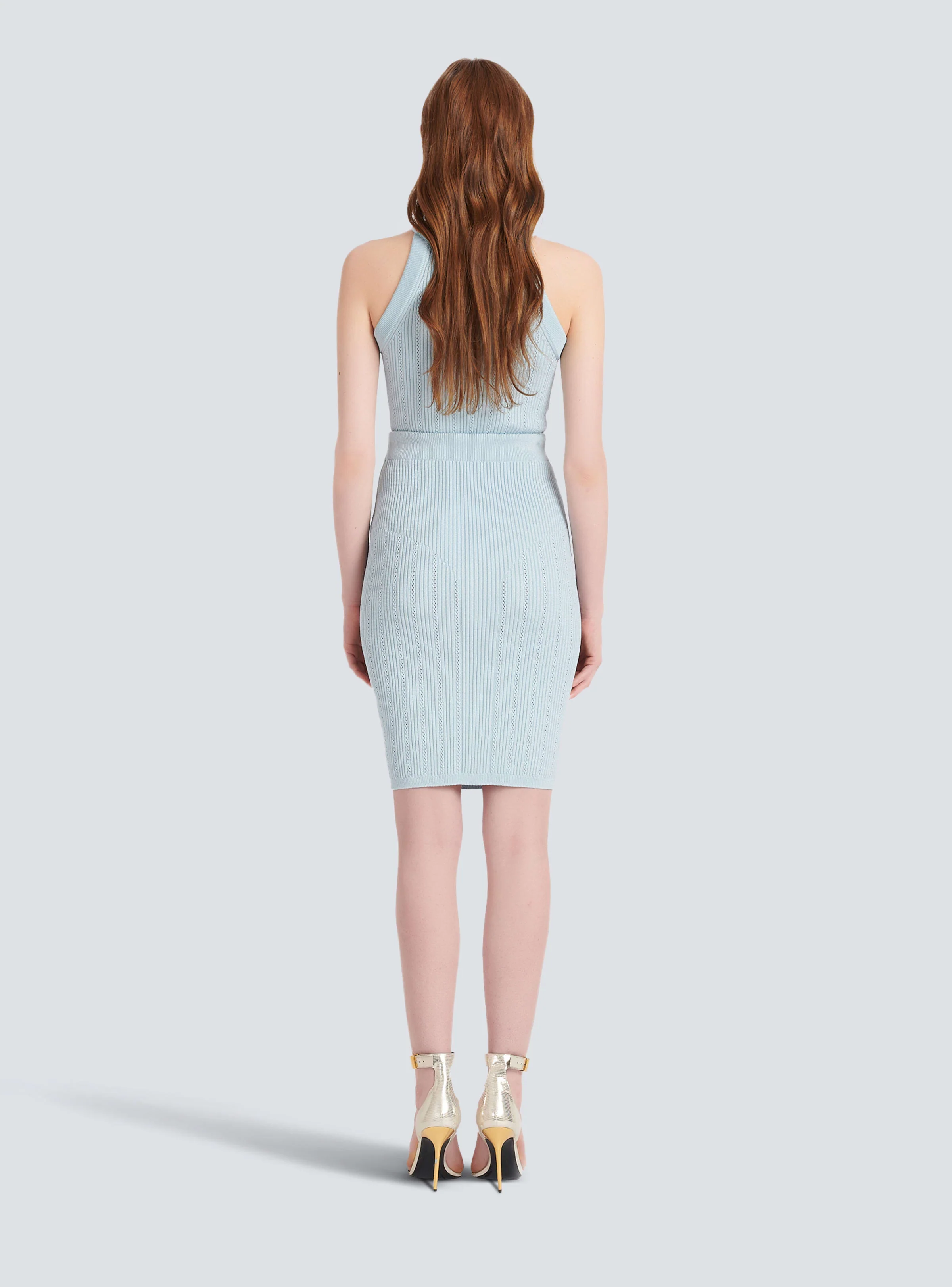 BALMAIN WOMEN'S HW 6BTN KNIT KNEE-LENGTH SKIRT NWT - Image 4