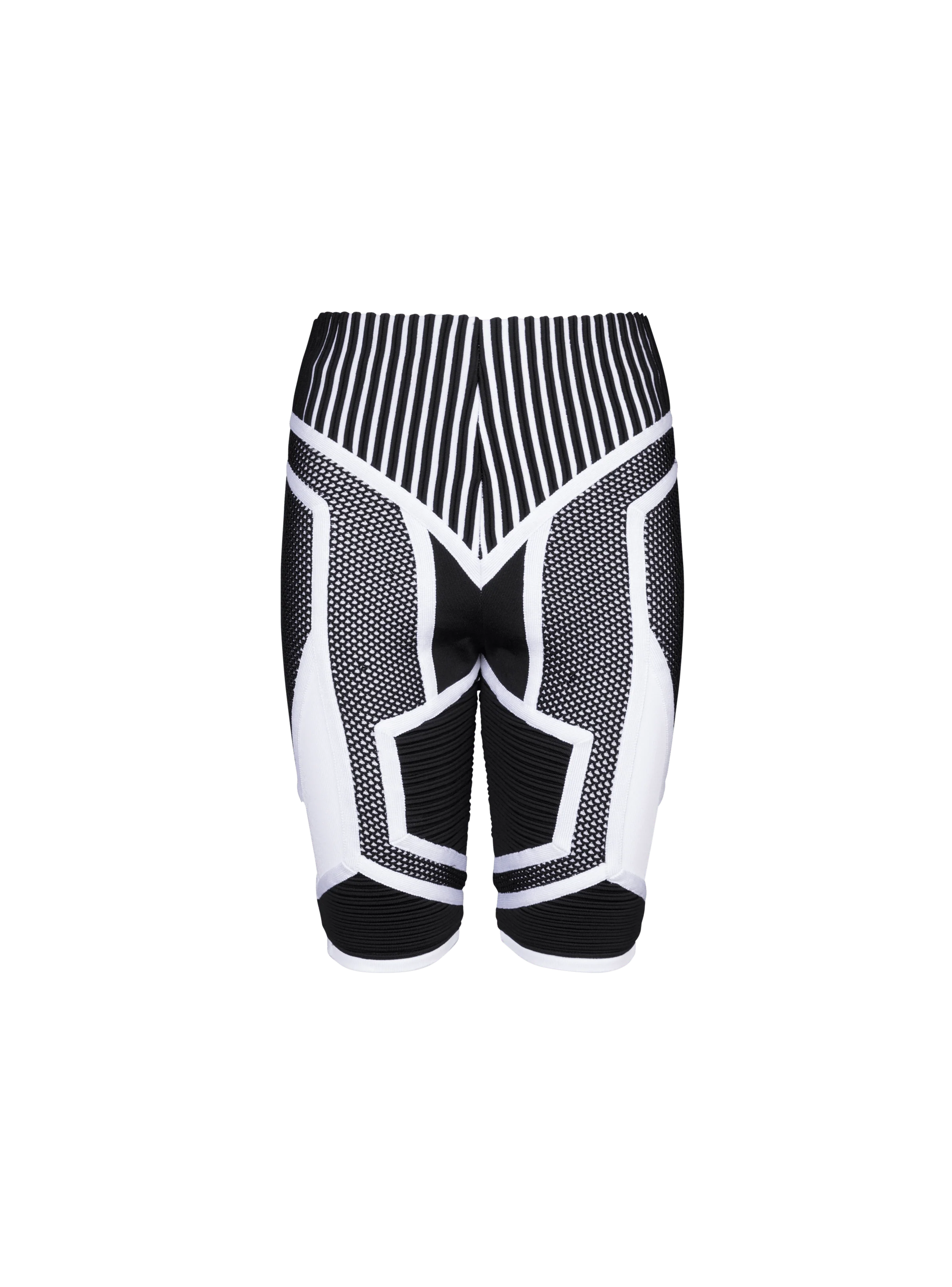 BALMAIN WOMEN'S HW BIKER KNIT & MESH CYCLIST SHORTS NWT