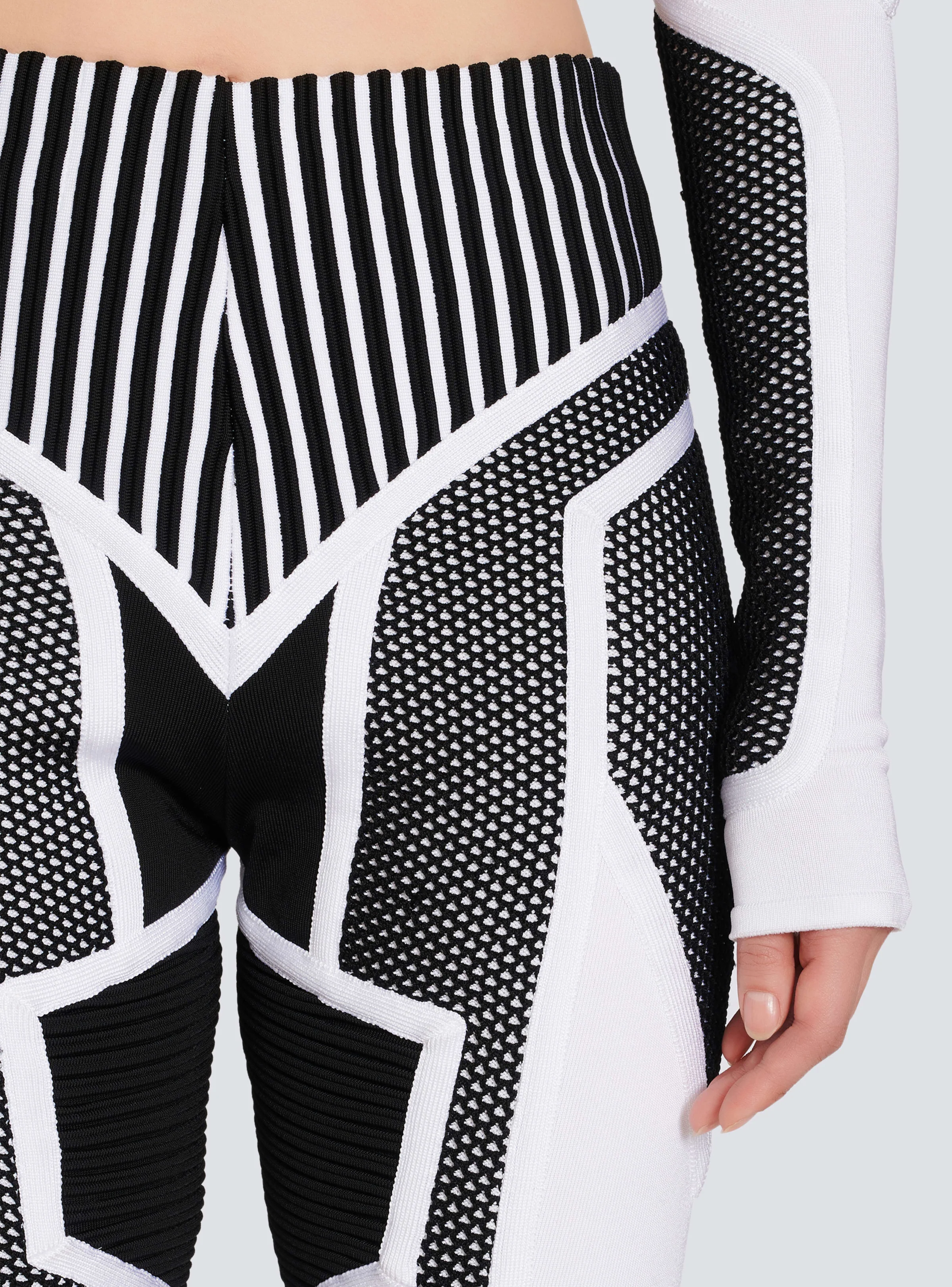 BALMAIN WOMEN'S HW BIKER KNIT & MESH CYCLIST SHORTS NWT - Image 5