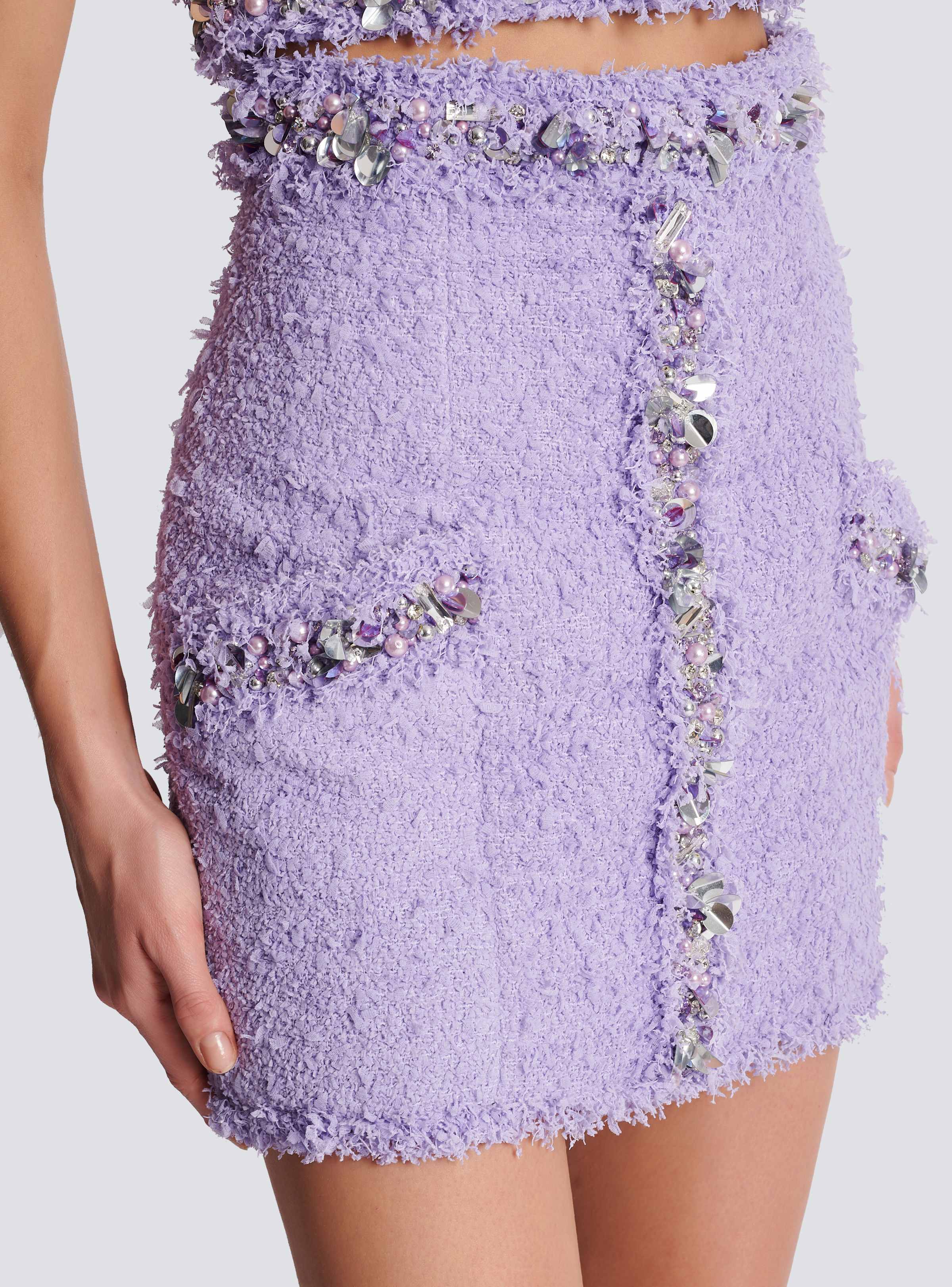 BALMAIN WOMEN'S HW EMBROIDERED TWEED SHORT SKIRT NWT - Image 5