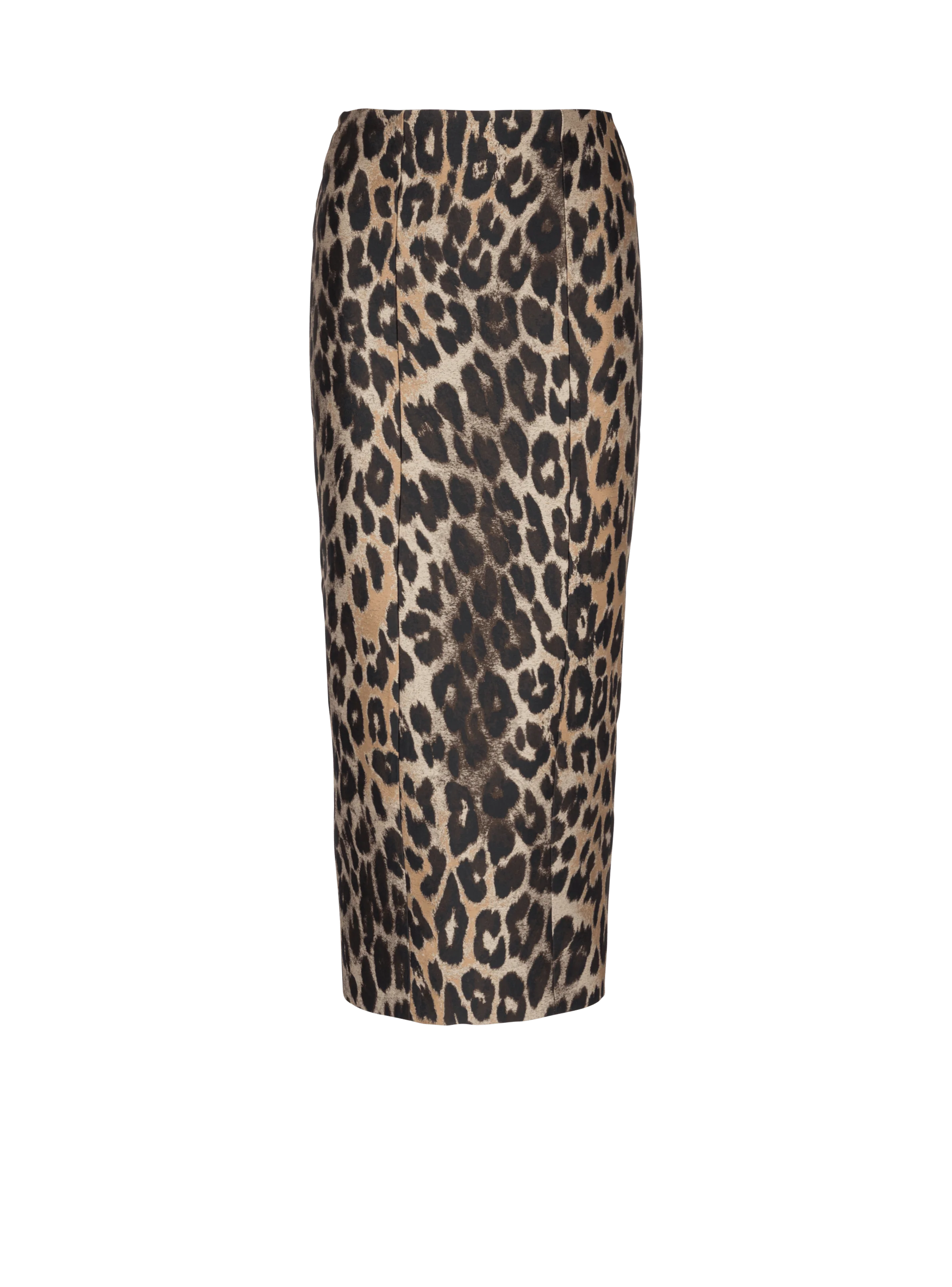 BALMAIN WOMEN'S MULTI-BROWN LEOPARD JACQUARD PENCIL SKIRT
