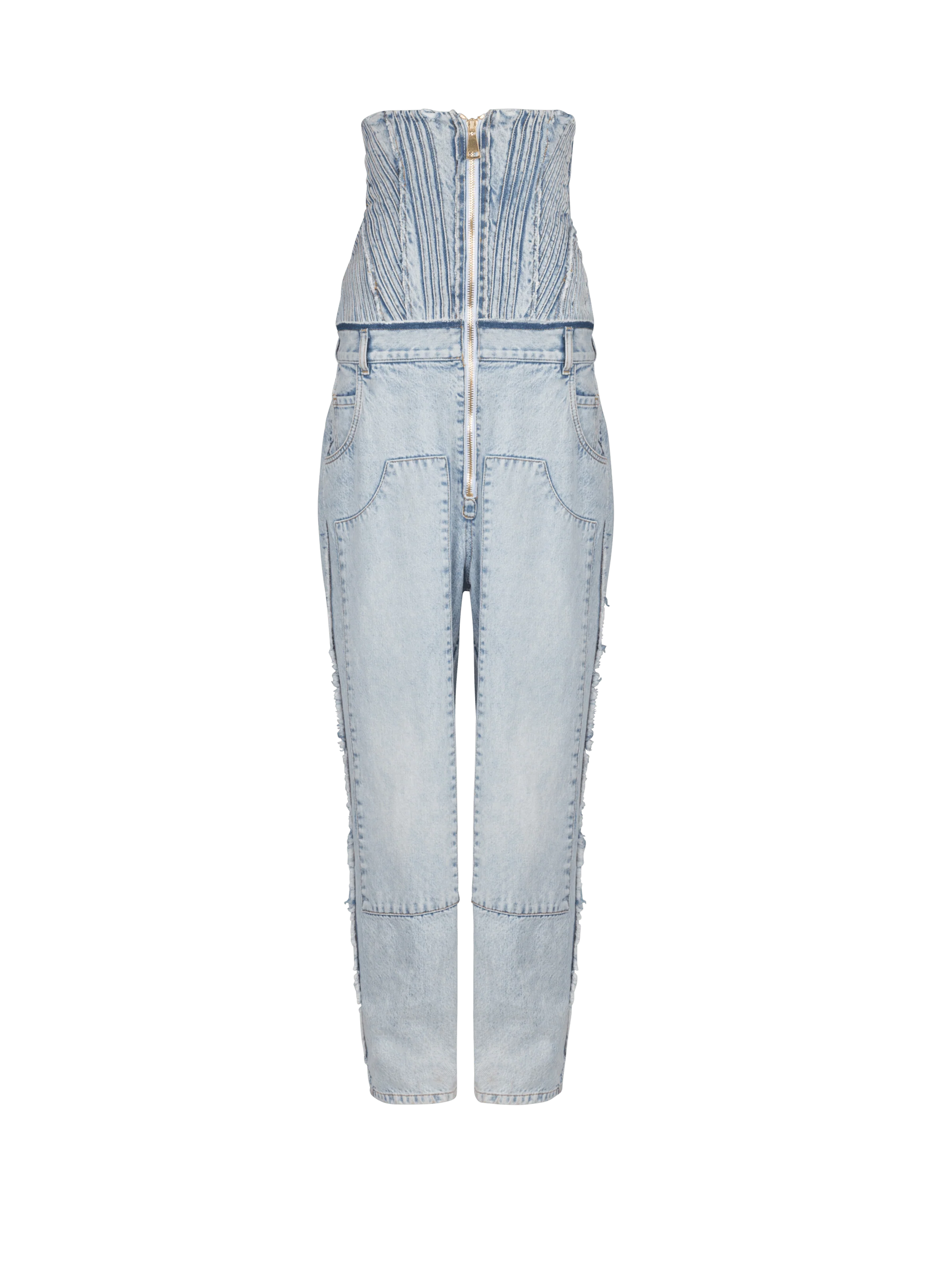 BALMAIN WOMEN'S LIGHT BLUE HIGH-WAISTED JEANS
