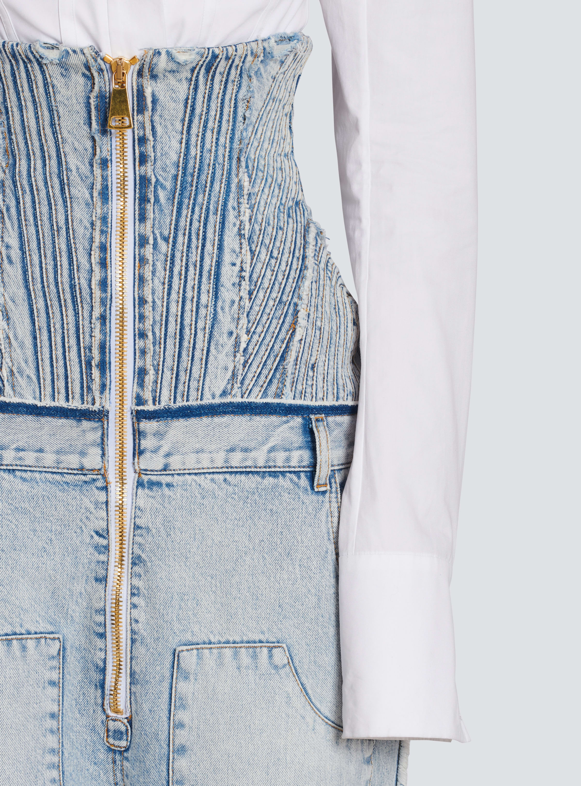 BALMAIN WOMEN'S LIGHT BLUE HIGH-WAISTED JEANS - Image 6