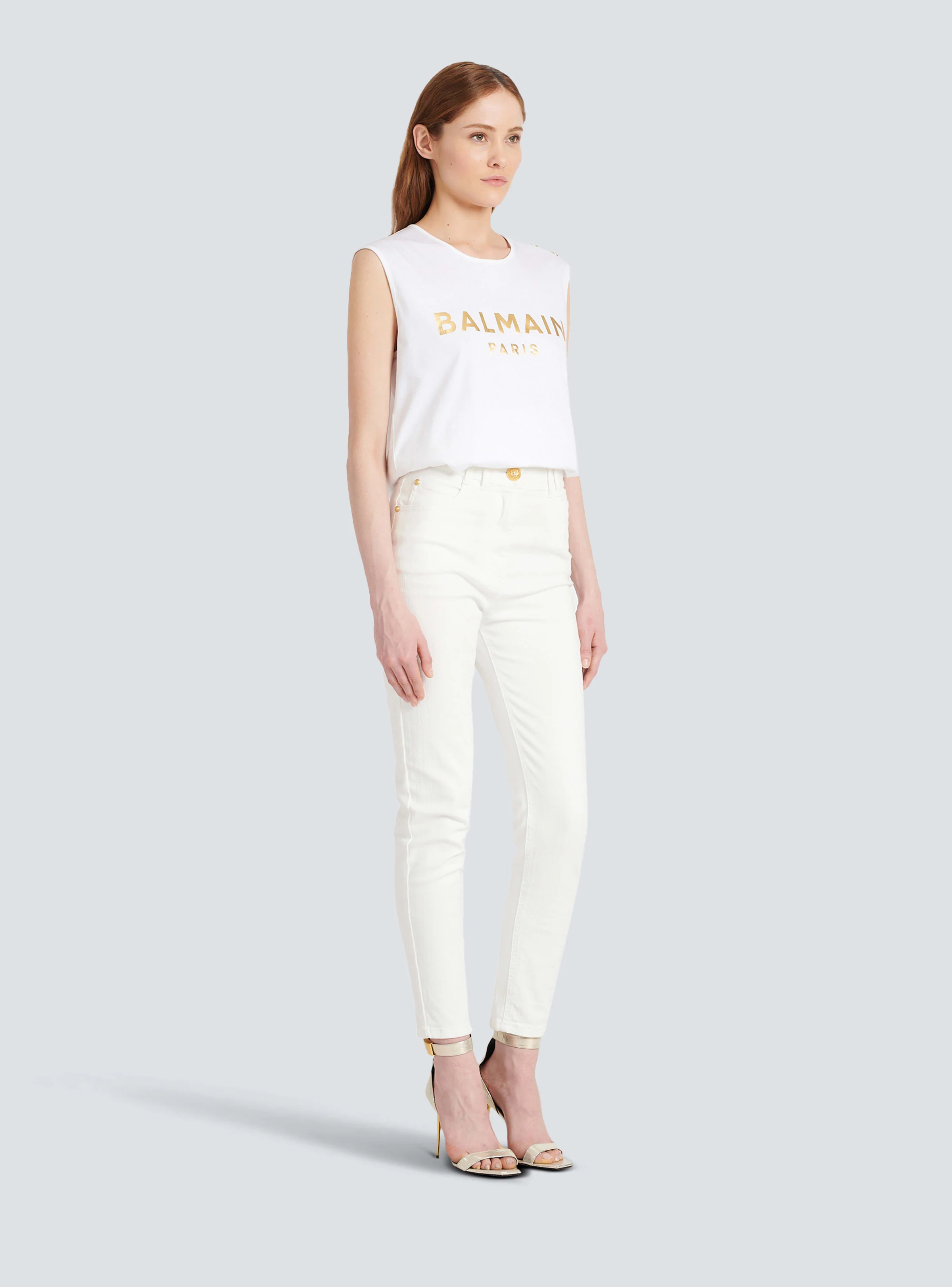 BALMAIN WOMEN'S HW WHITE DENIM SLIM JEANS NWT - Image 3