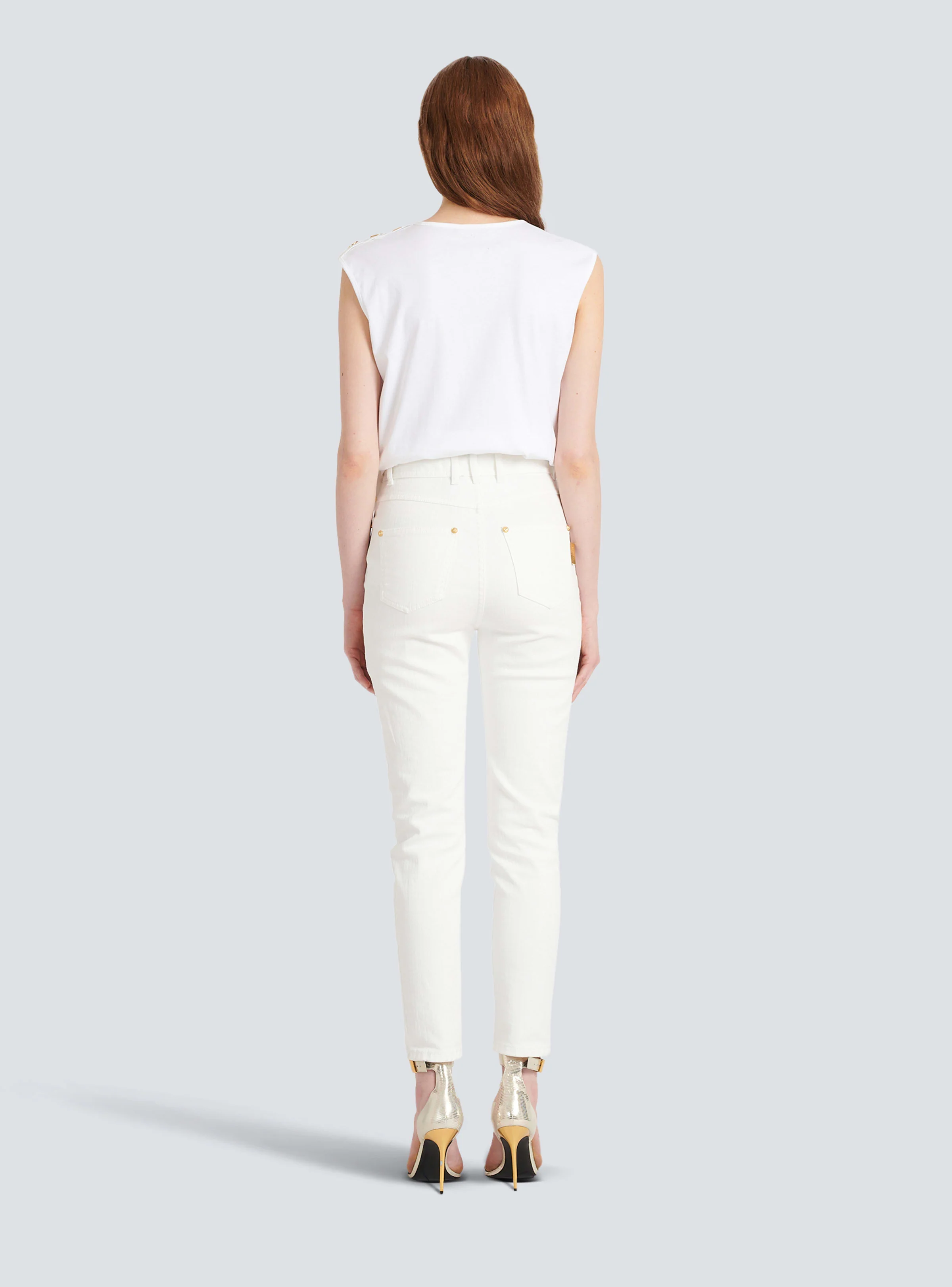 BALMAIN WOMEN'S HW WHITE DENIM SLIM JEANS NWT - Image 4