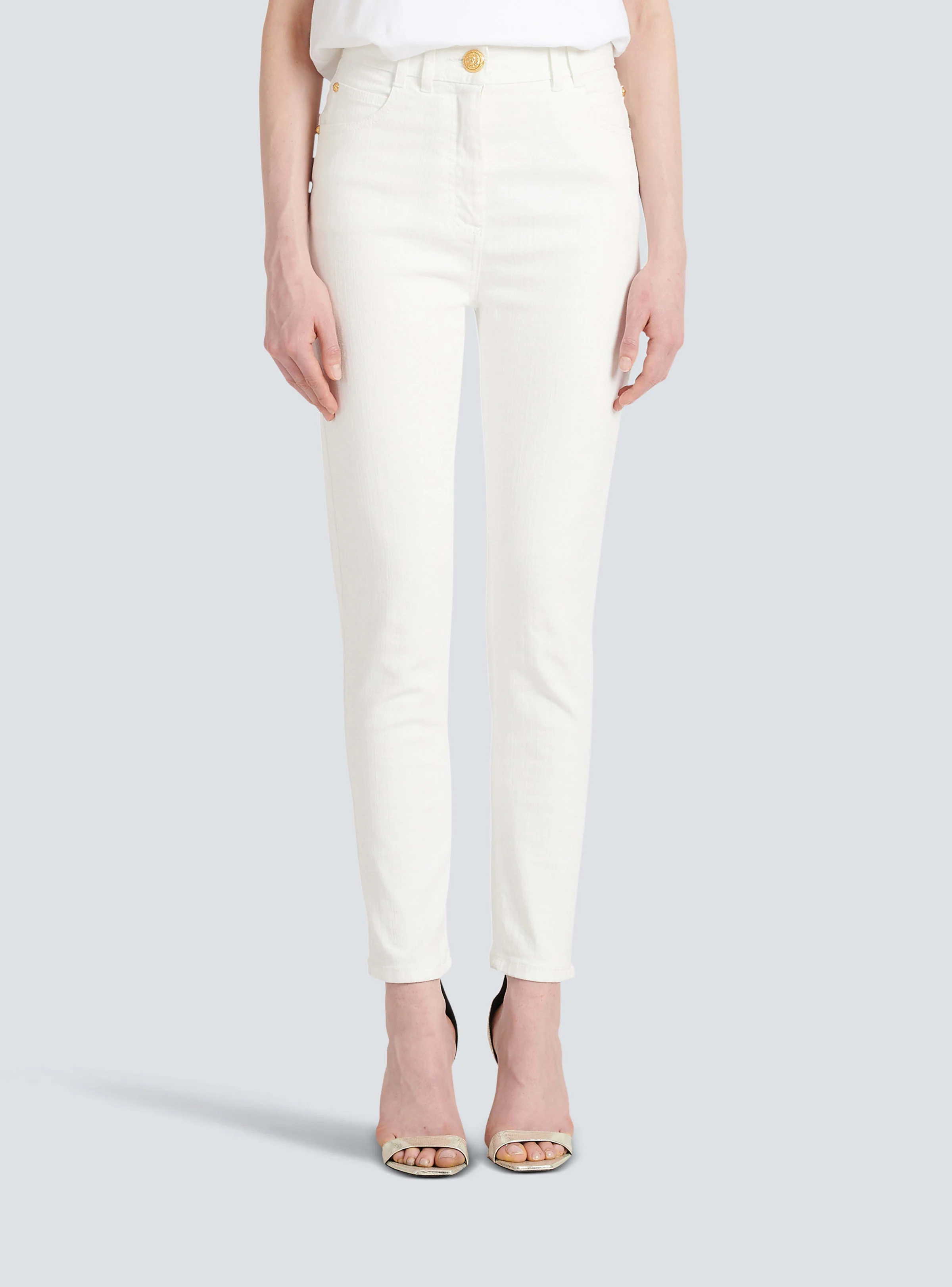 BALMAIN WOMEN'S HW WHITE DENIM SLIM JEANS NWT - Image 5
