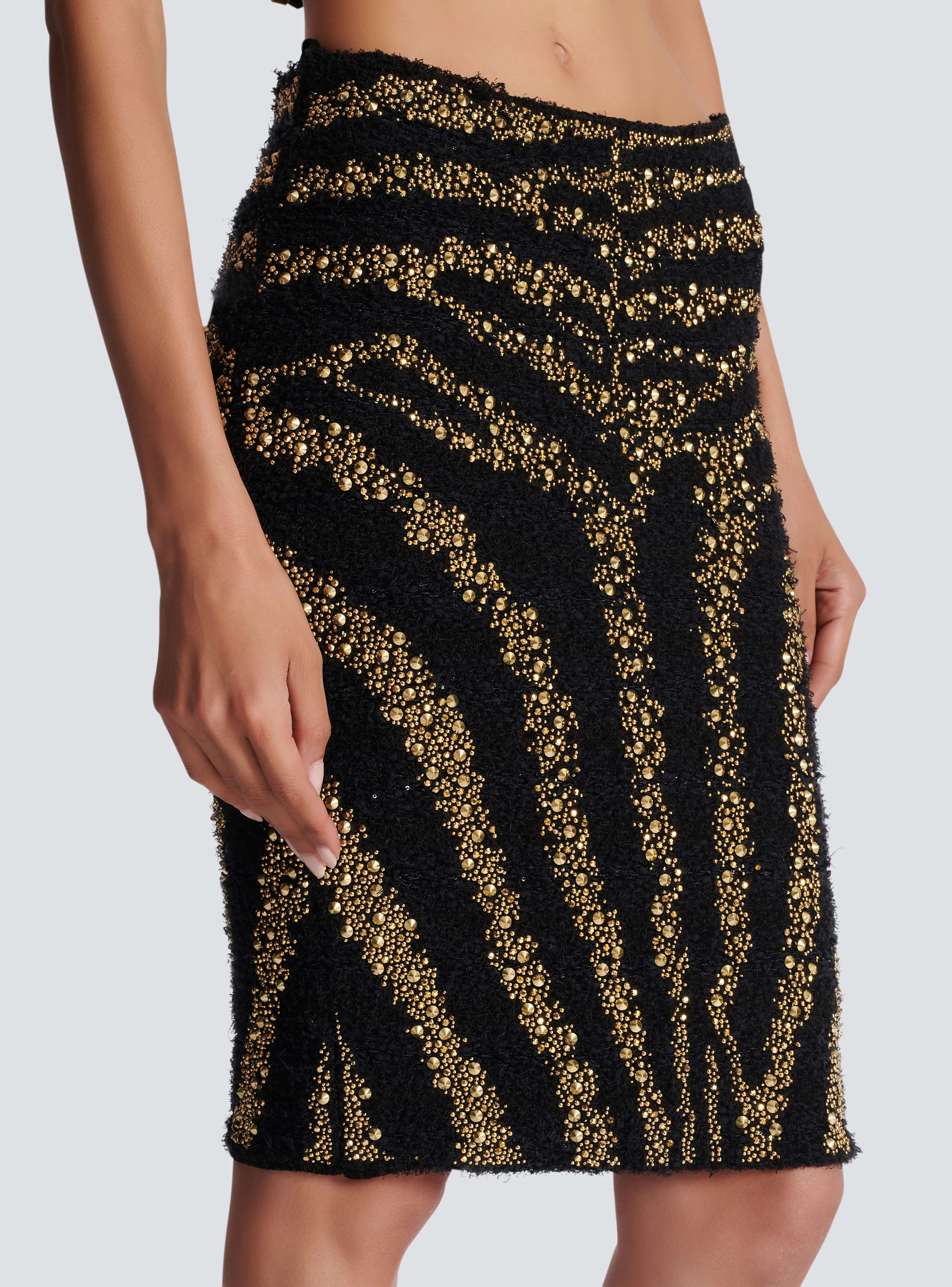 BALMAIN WOMEN'S HW ZEBRA TWEED KNEE SKIRT NWT - Image 5