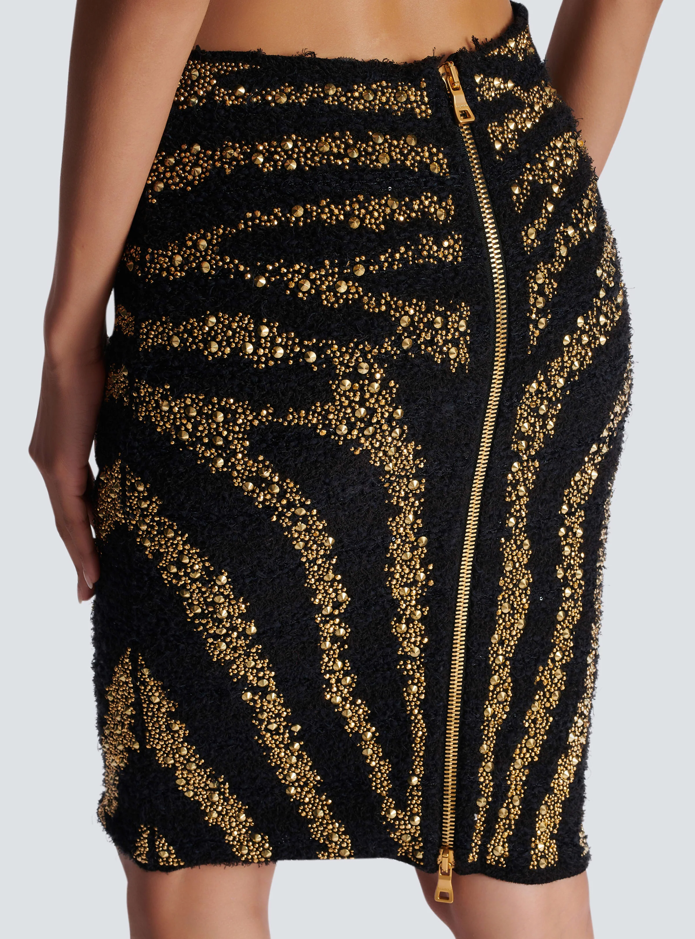 BALMAIN WOMEN'S HW ZEBRA TWEED KNEE SKIRT NWT - Image 6