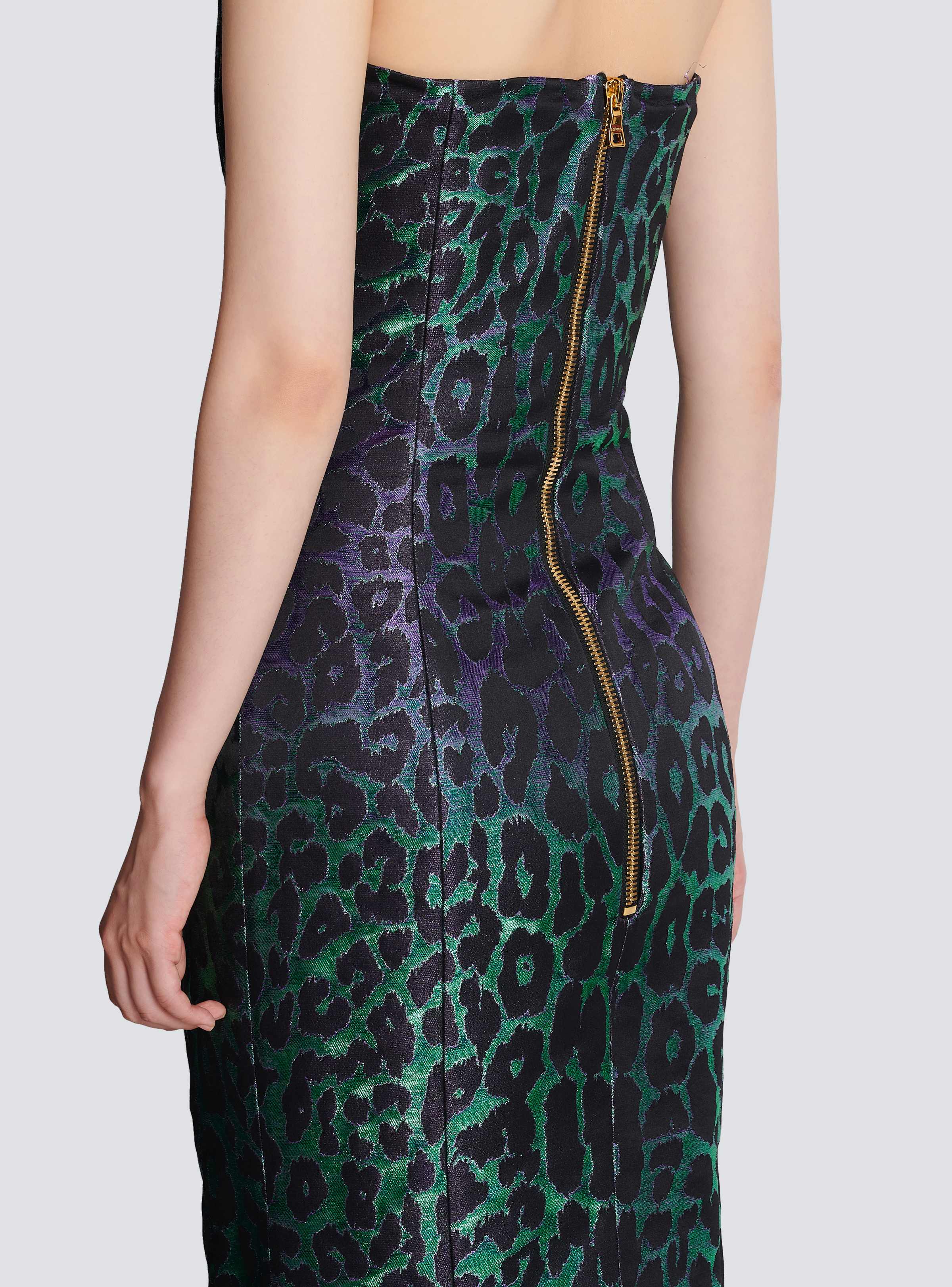 BALMAIN WOMEN'S IRIDESCENT LEOPARD BUSTIER LONG DRESS NWT - Image 6