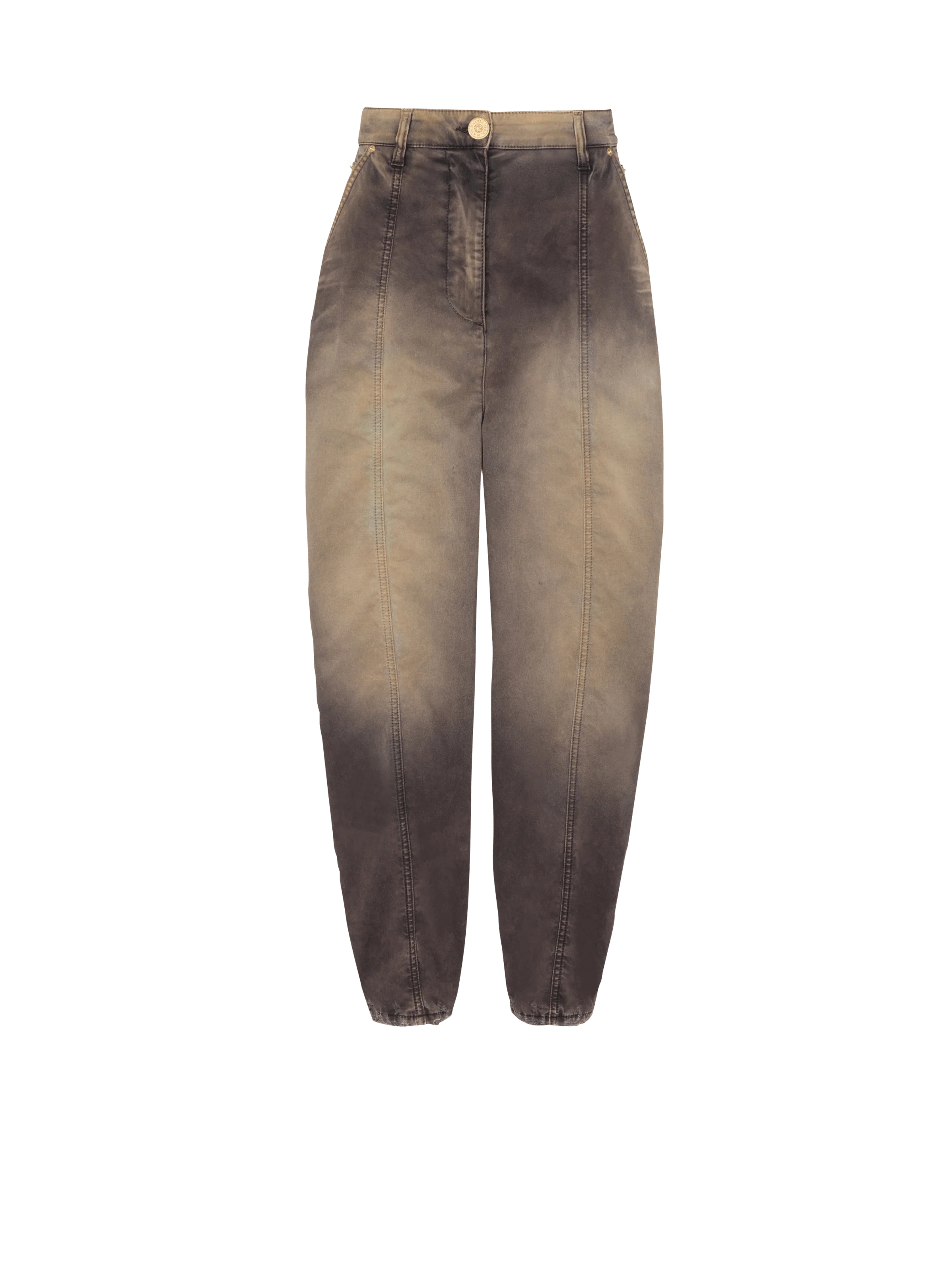 BALMAIN WOMEN'S LARGE TAPPERED TIE & DYE DENIM PANTS NWT