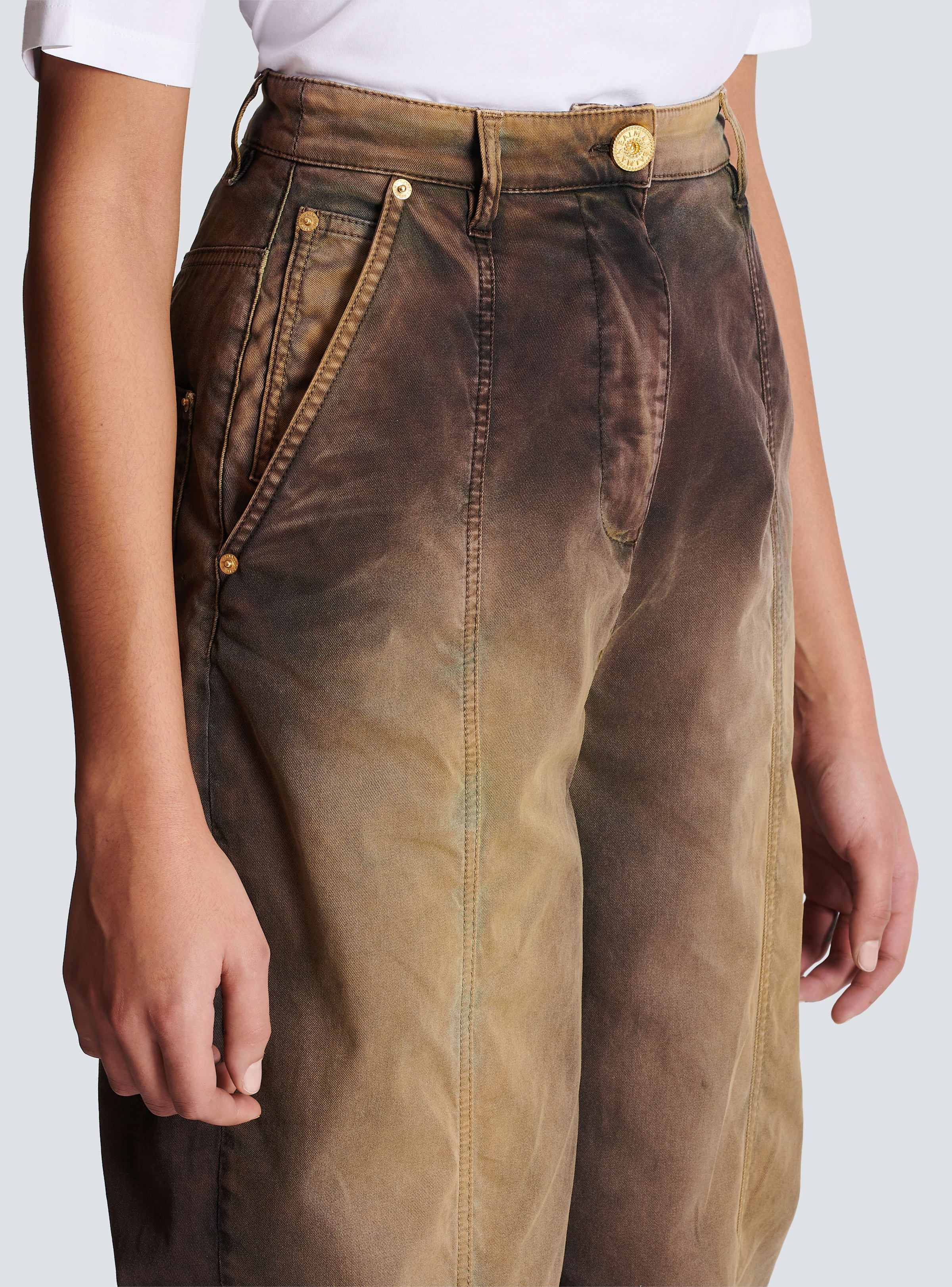 BALMAIN WOMEN'S LARGE TAPPERED TIE & DYE DENIM PANTS NWT - Image 5