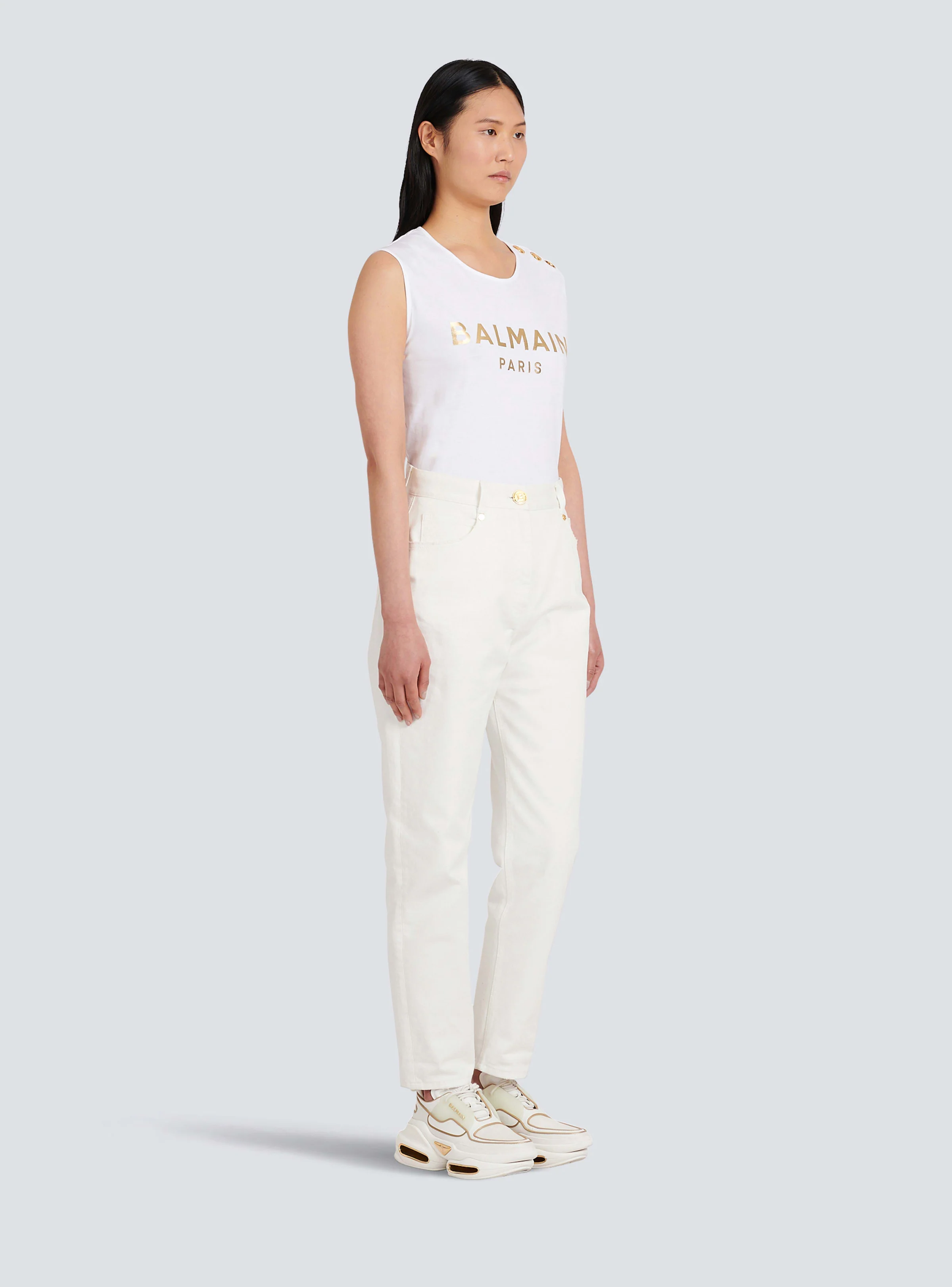 BALMAIN WOMEN'S LOW-RISE BOYFRIEND JEANS W/ MONOGRAM NWT - Image 2