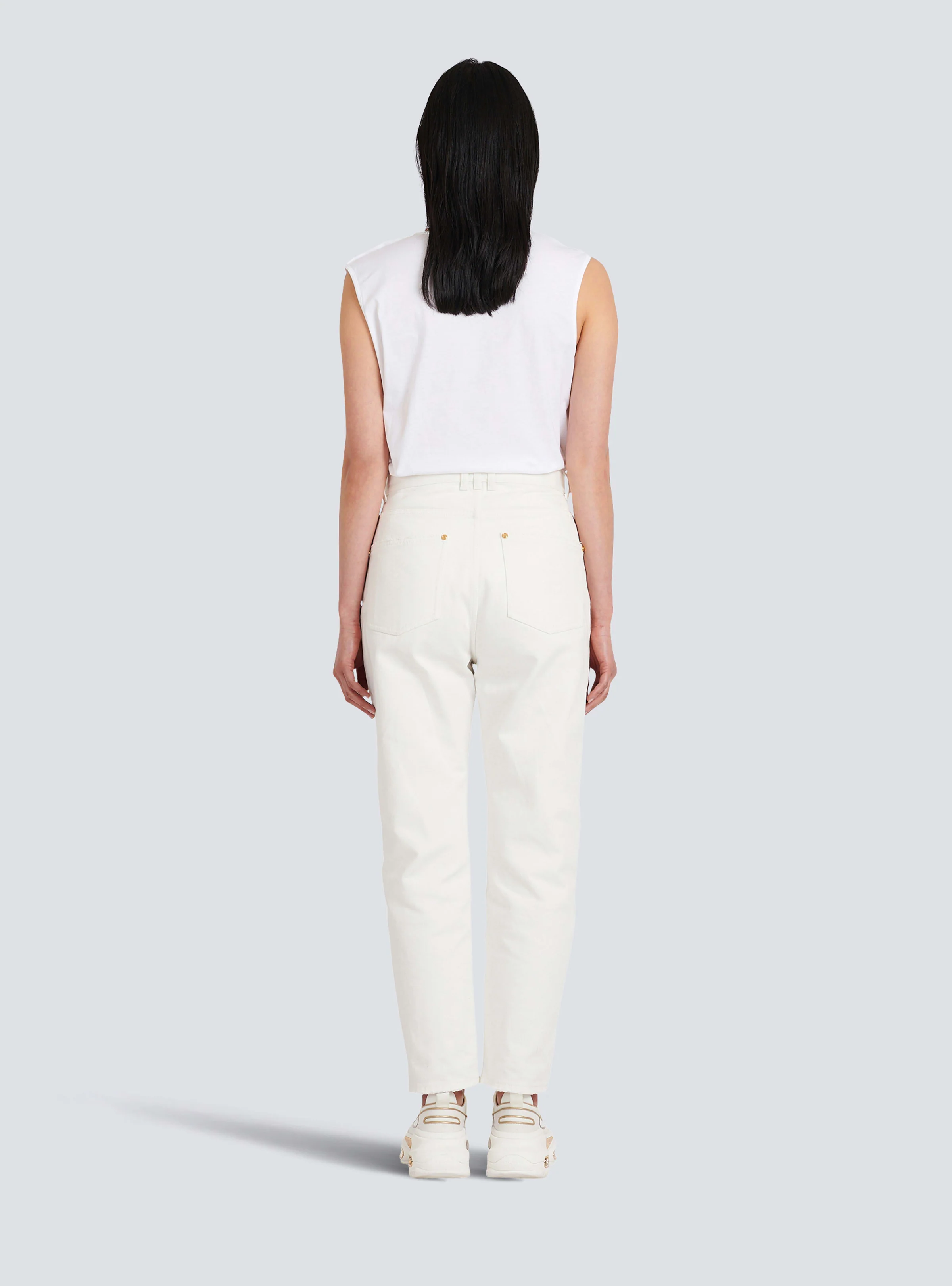 BALMAIN WOMEN'S LOW-RISE BOYFRIEND JEANS W/ MONOGRAM NWT - Image 3