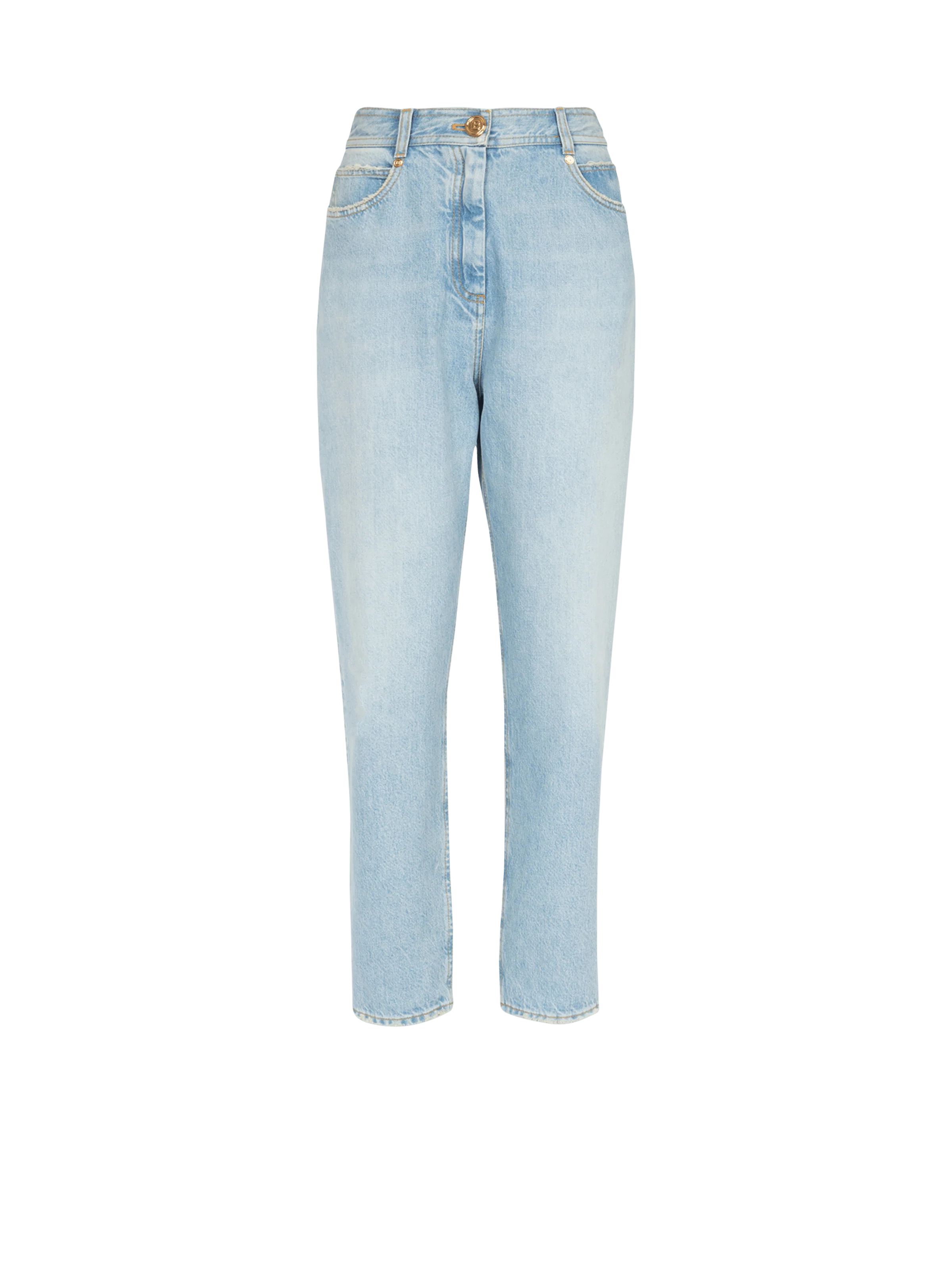 BALMAIN WOMEN'S LOW-RISE BOYFRIEND JEANS W/ MONOGRAM NWT