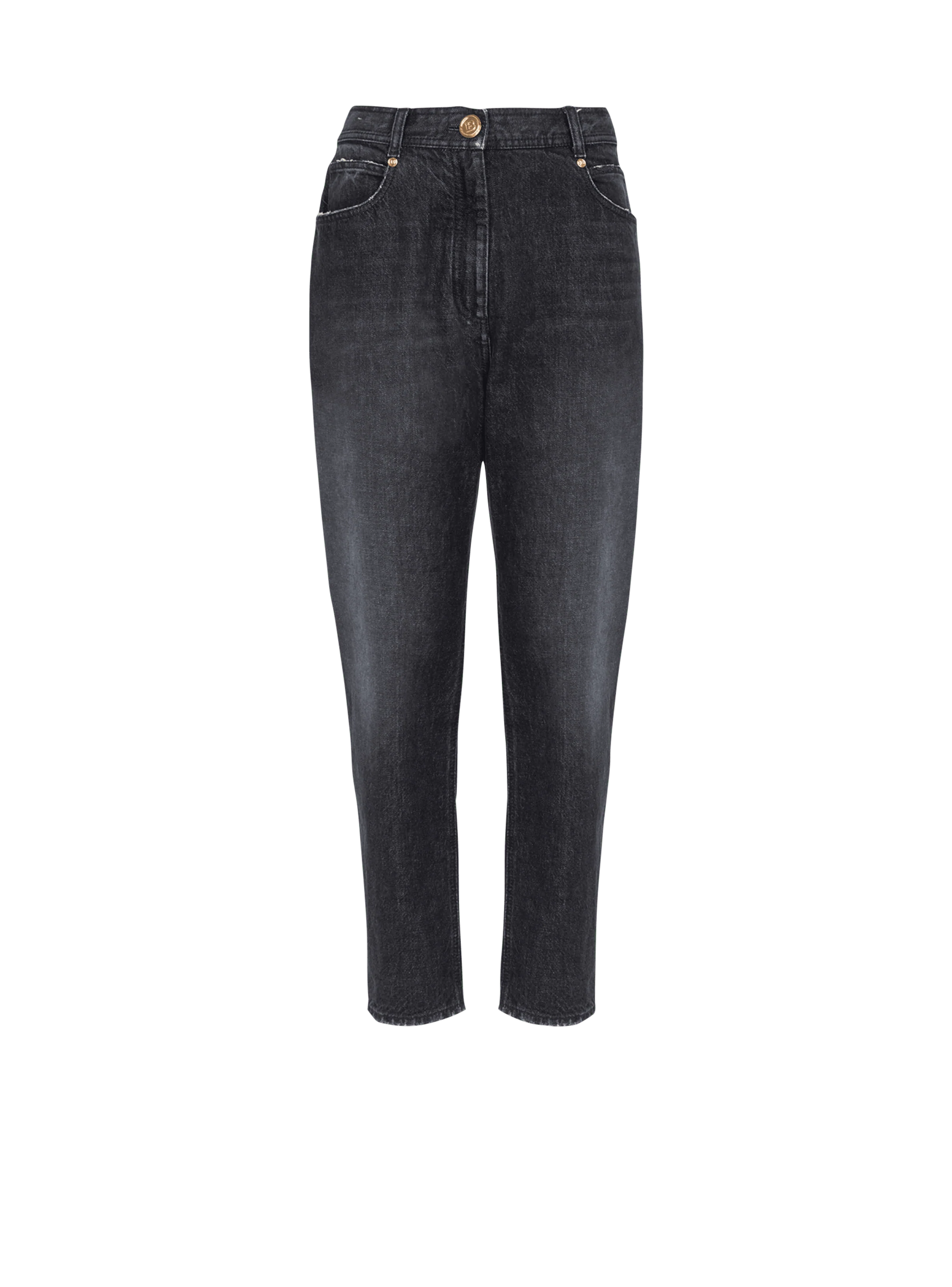 BALMAIN WOMEN'S LOW-RISE BOYFRIEND JEANS W/ MONOGRAM NWT