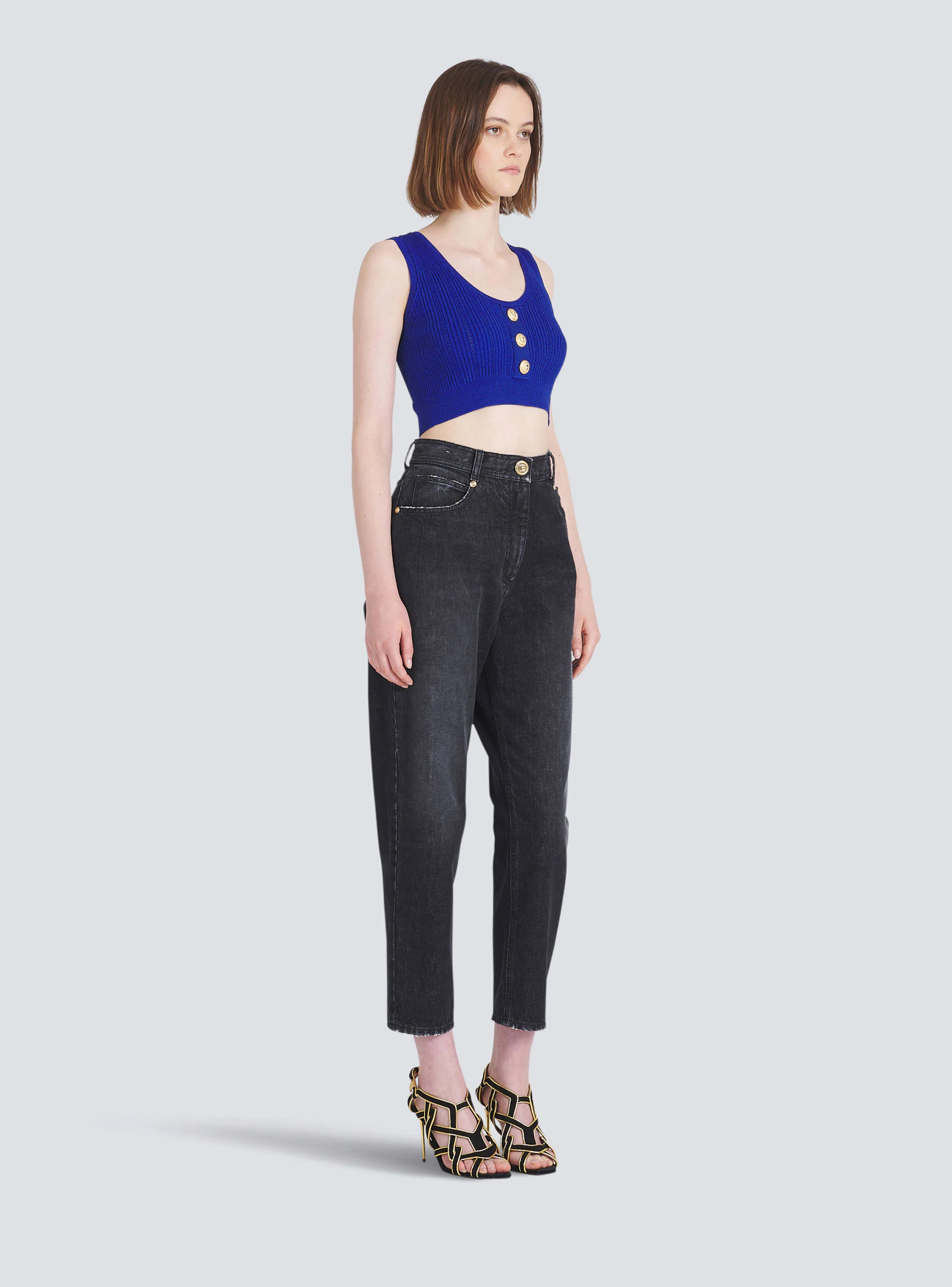 BALMAIN WOMEN'S LOW-RISE BOYFRIEND JEANS W/ MONOGRAM NWT - Image 3