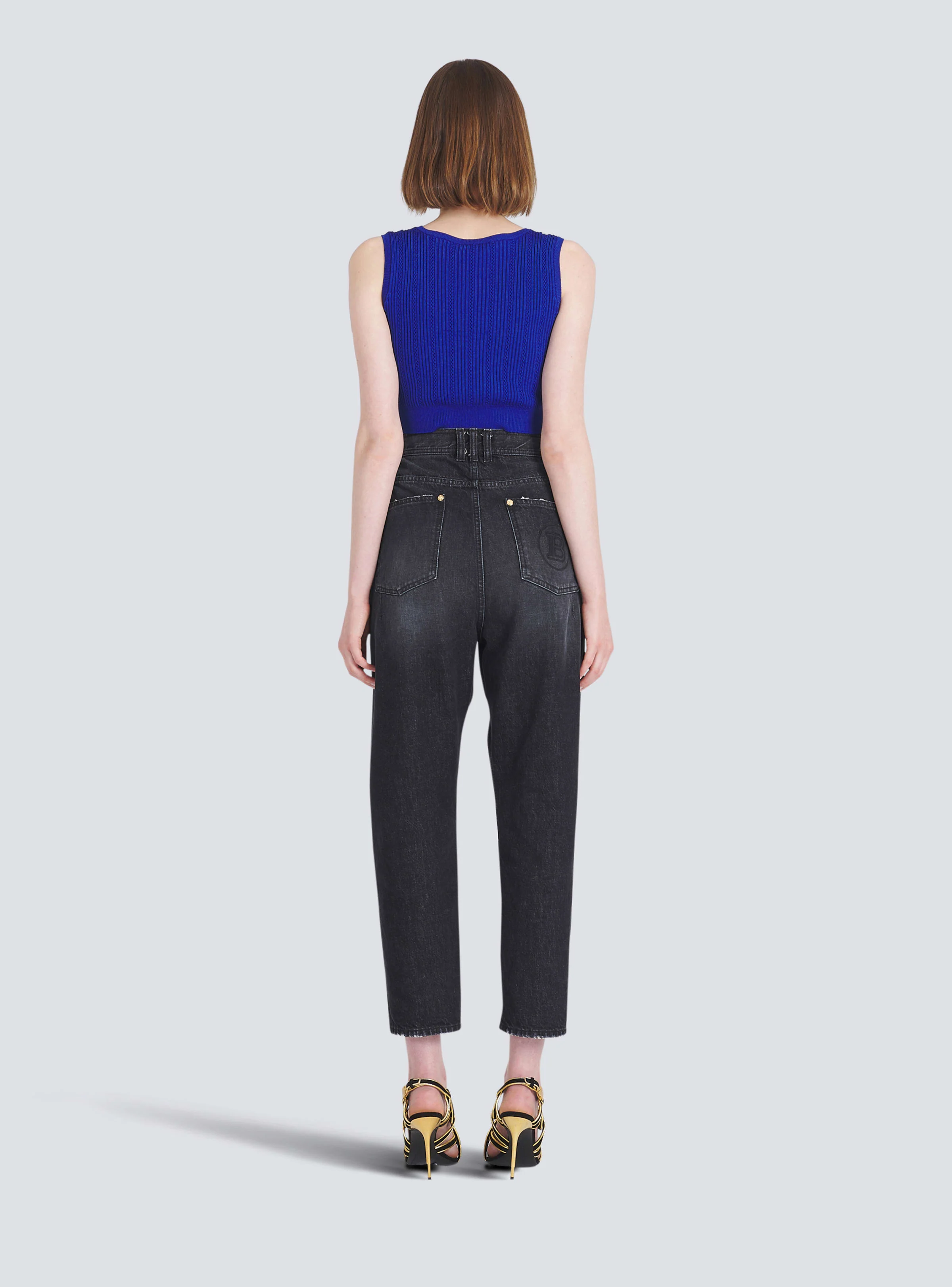 BALMAIN WOMEN'S LOW-RISE BOYFRIEND JEANS W/ MONOGRAM NWT - Image 4