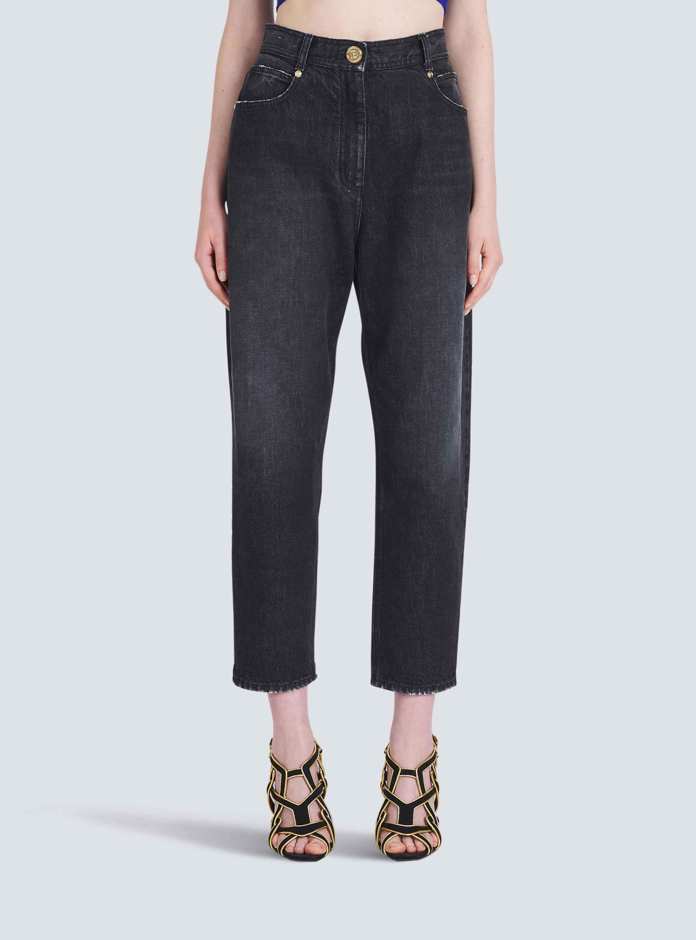 BALMAIN WOMEN'S LOW-RISE BOYFRIEND JEANS W/ MONOGRAM NWT - Image 6