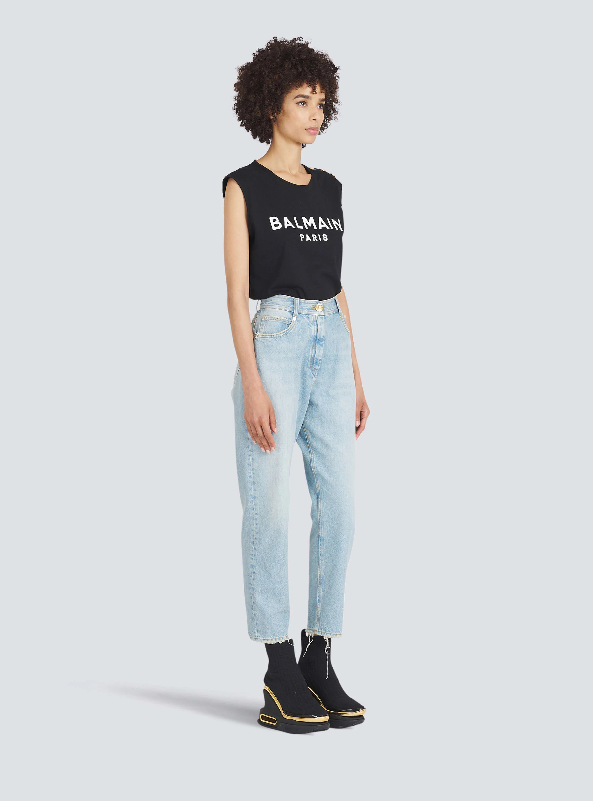 BALMAIN WOMEN'S LOW-RISE BOYFRIEND JEANS W/ MONOGRAM NWT - Image 3
