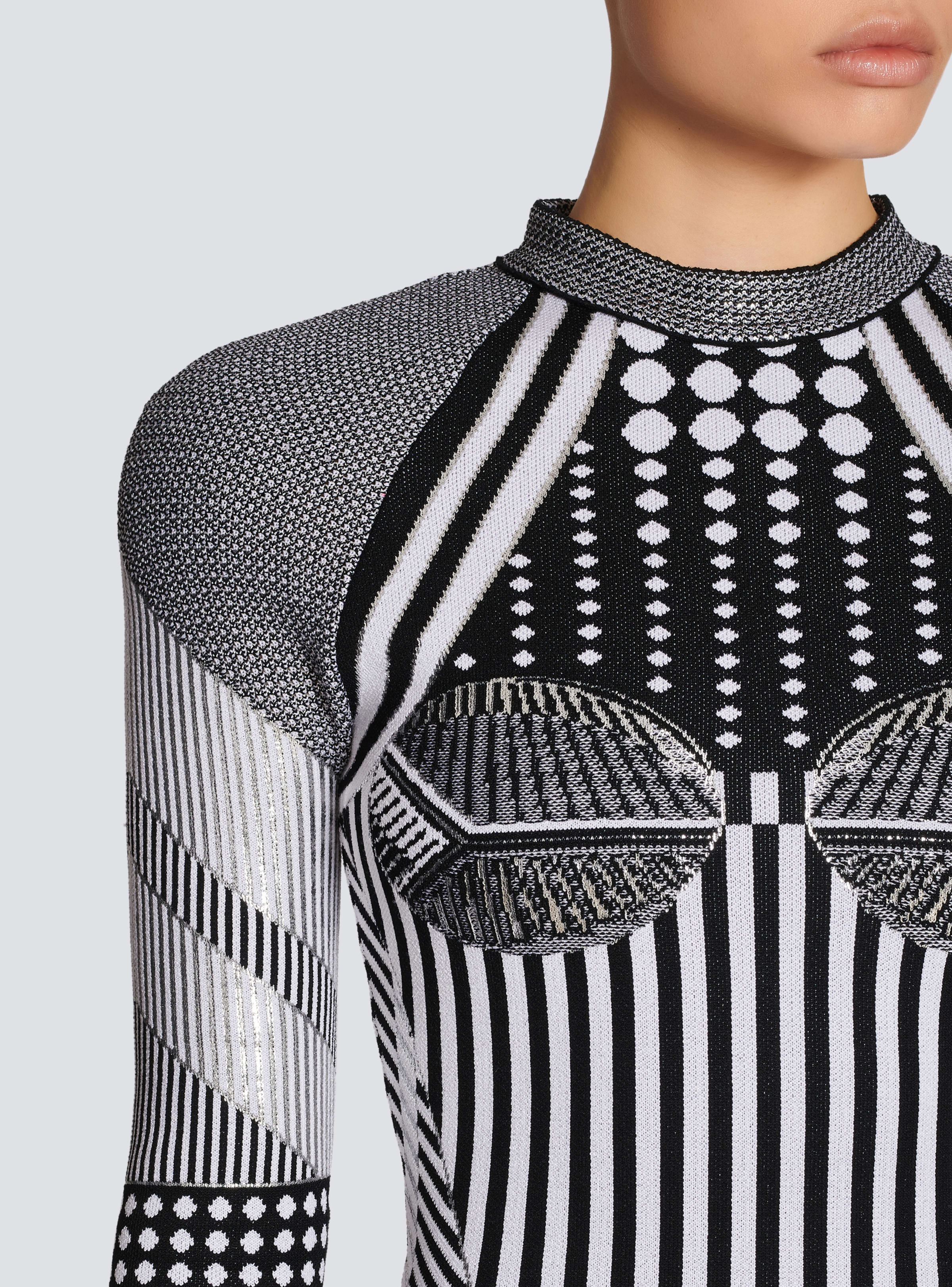 BALMAIN WOMEN'S LS BIKER SILVER KNIT SHORT DRESS NWT - Image 6